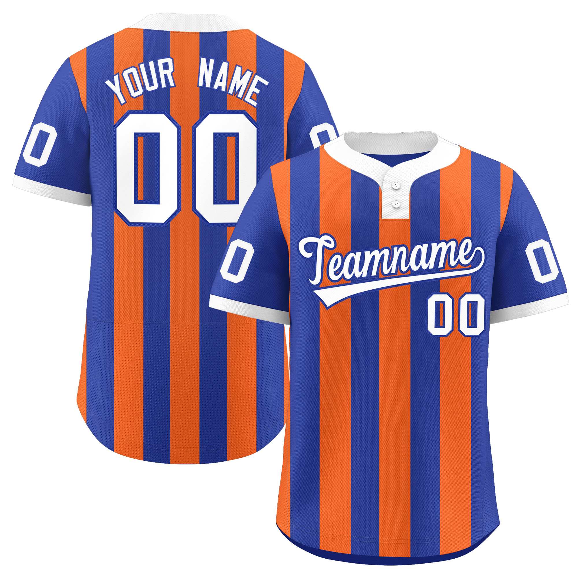 Custom Royal Orange Stripe Fashion Authentic Two-Button Baseball Jersey| KXKSHOP