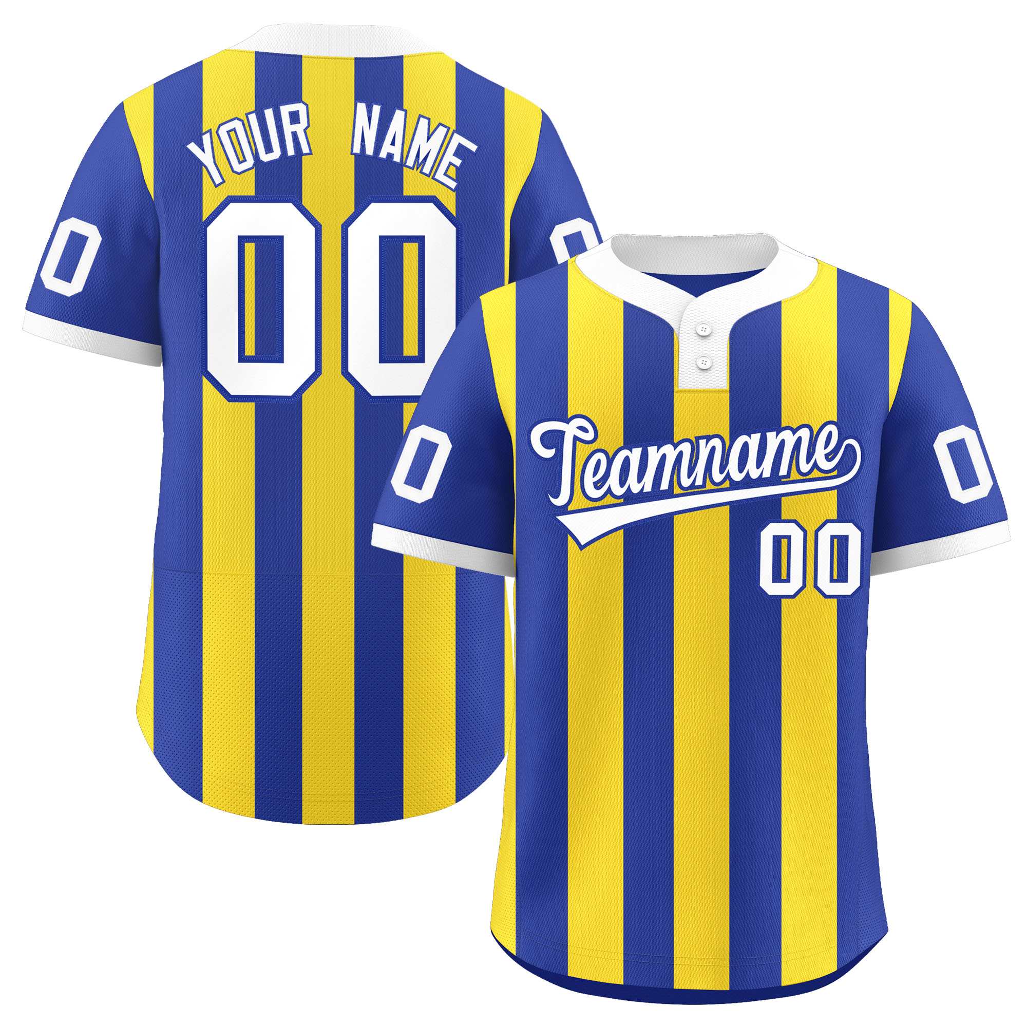 Custom Royal Gold Stripe Fashion Authentic Two-Button Baseball Jersey| KXKSHOP