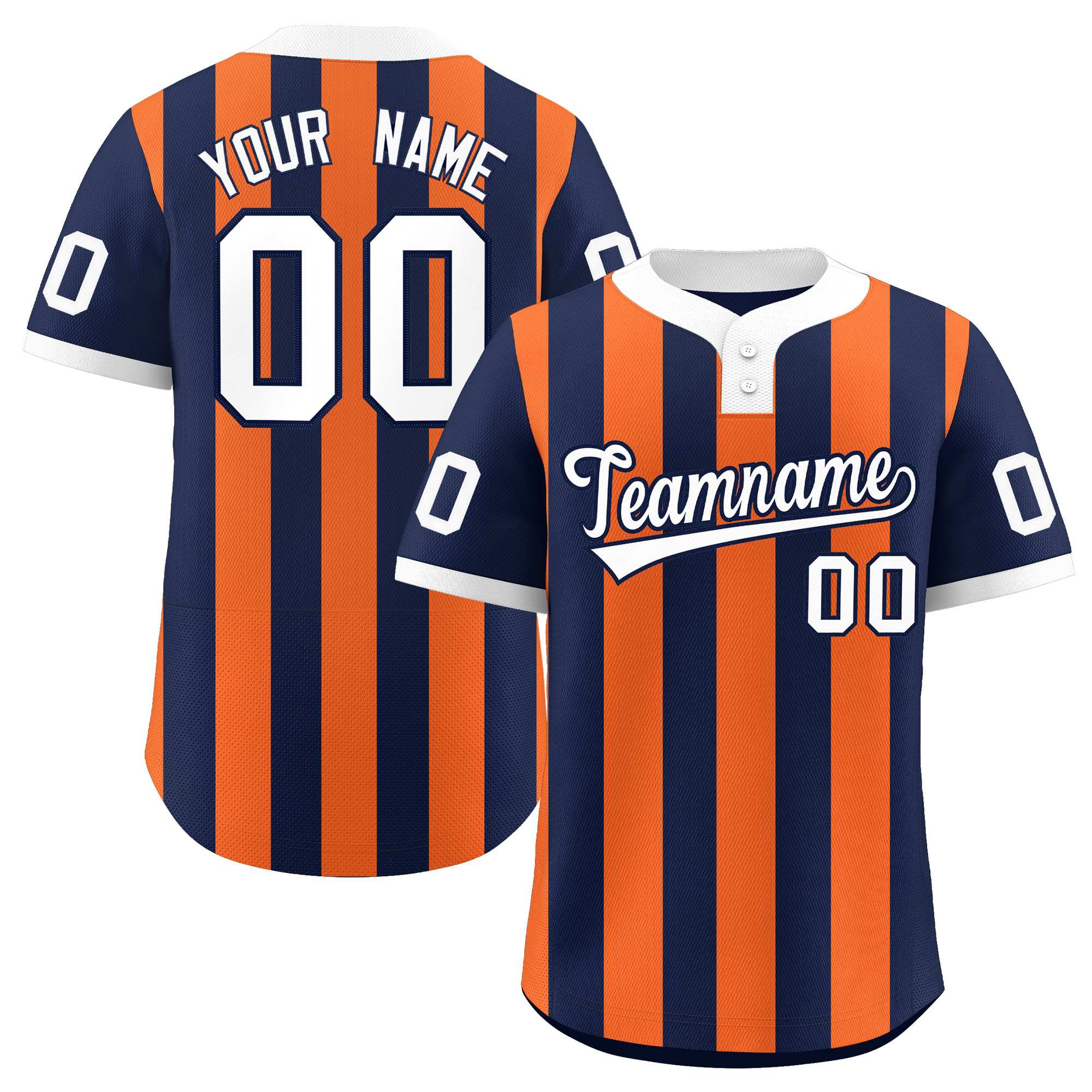 Custom Navy Orange Stripe Fashion Authentic Two-Button Baseball Jersey| KXKSHOP