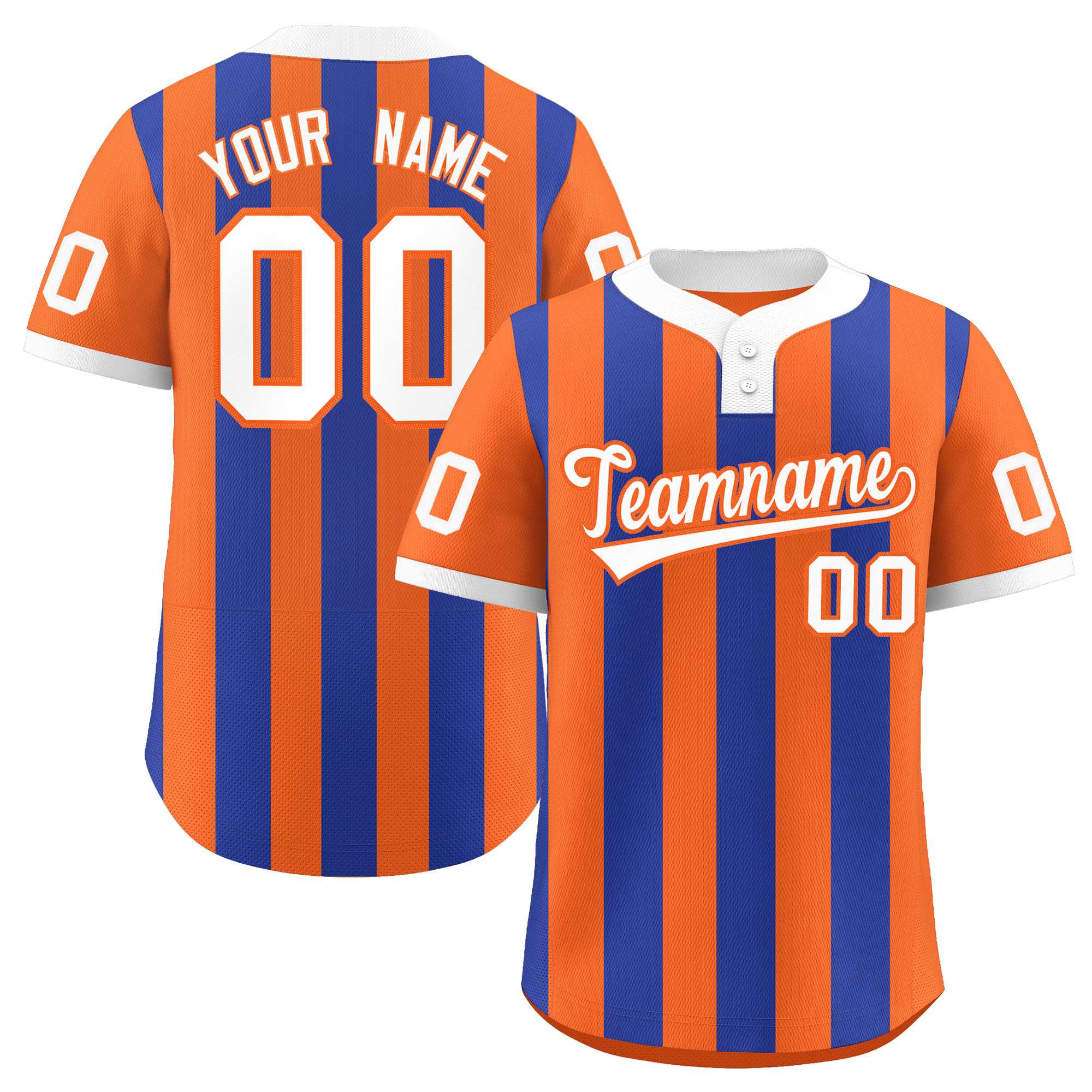 Custom Orange Royal Stripe Fashion Authentic Two-Button Baseball Jersey| KXKSHOP
