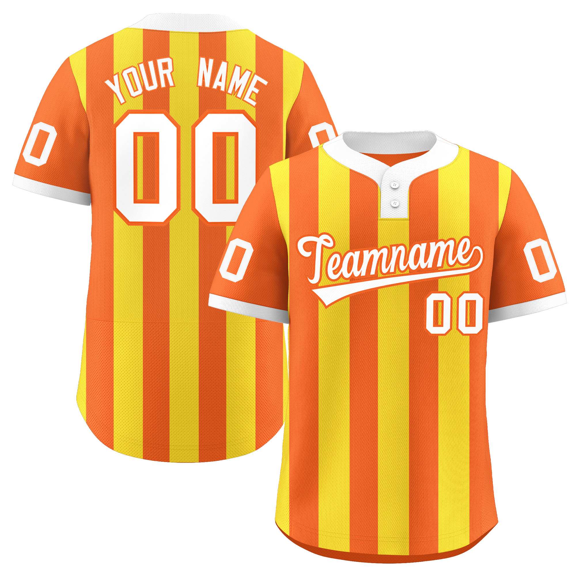 Custom Orange Gold Stripe Fashion Authentic Two-Button Baseball Jersey| KXKSHOP