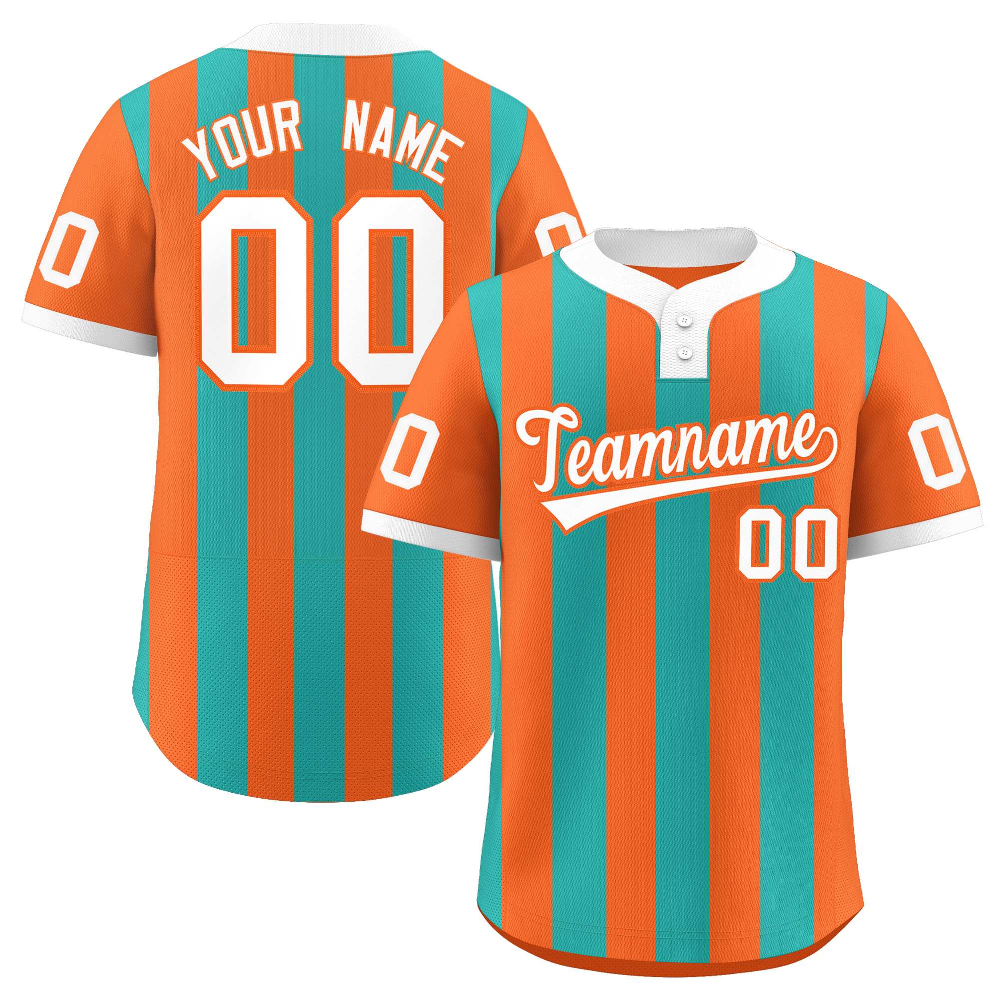 Custom Orange Aqua Stripe Fashion Authentic Two-Button Baseball Jersey| KXKSHOP