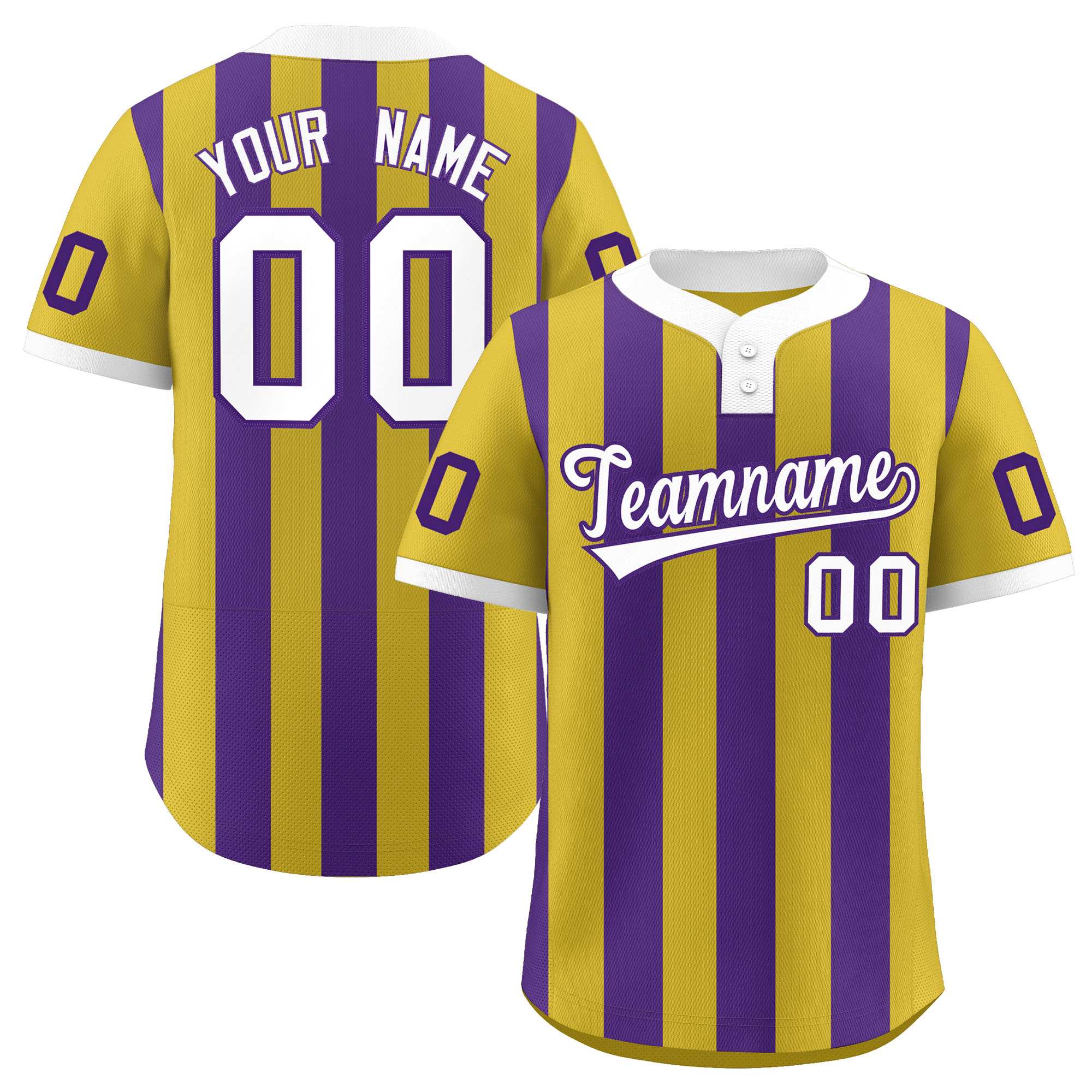 Custom Old Gold Purple Stripe Fashion Authentic Two-Button Baseball Jersey| KXKSHOP