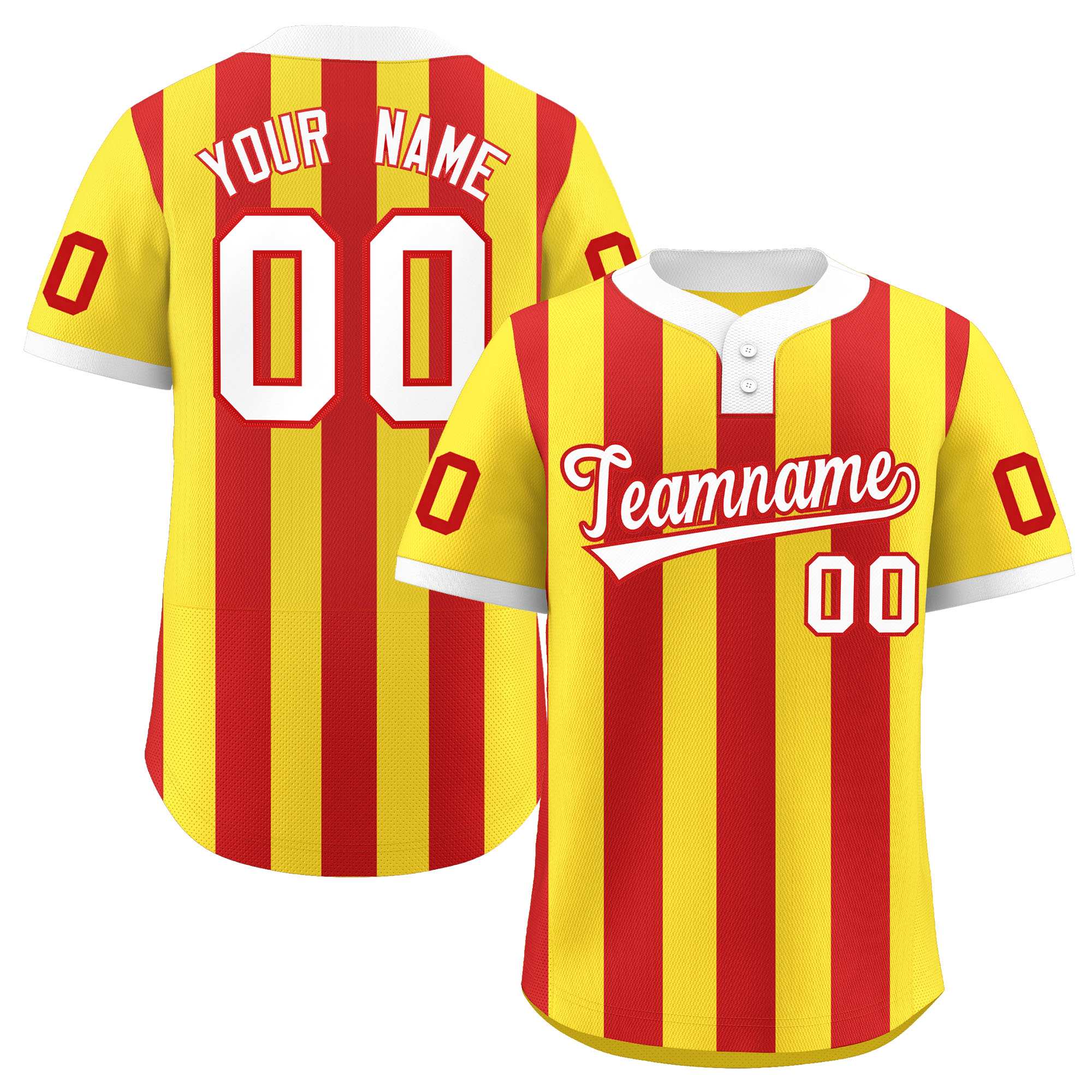Custom Gold Red Stripe Fashion Authentic Two-Button Baseball Jersey| KXKSHOP