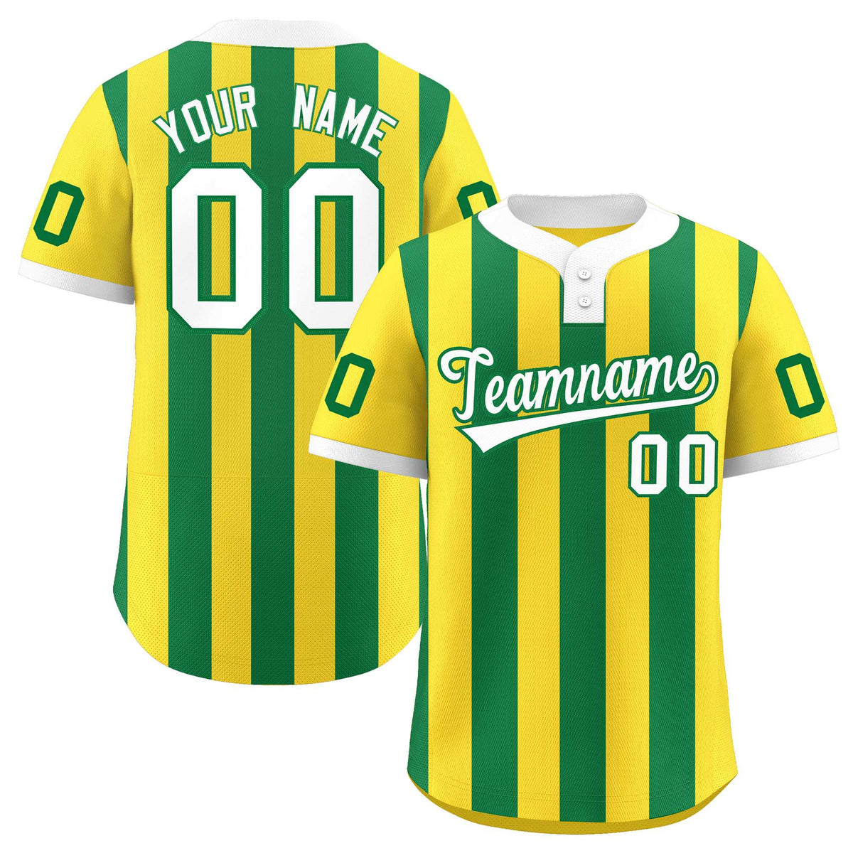 Custom Gold Kelly Green Stripe Fashion Authentic Two-Button Softball Jersey