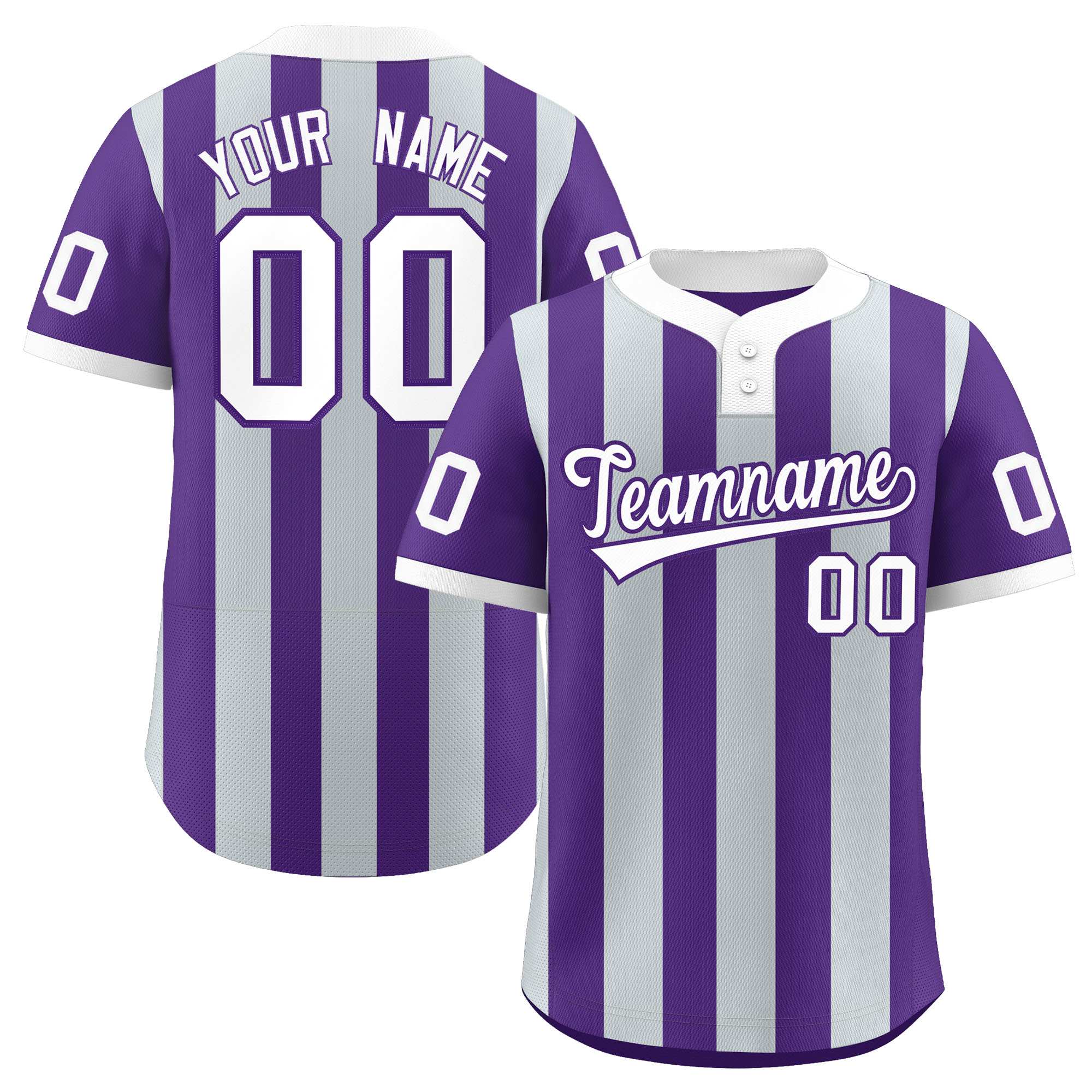 Custom Purple Silver Stripe Fashion Authentic Two-Button Baseball Jersey| KXKSHOP