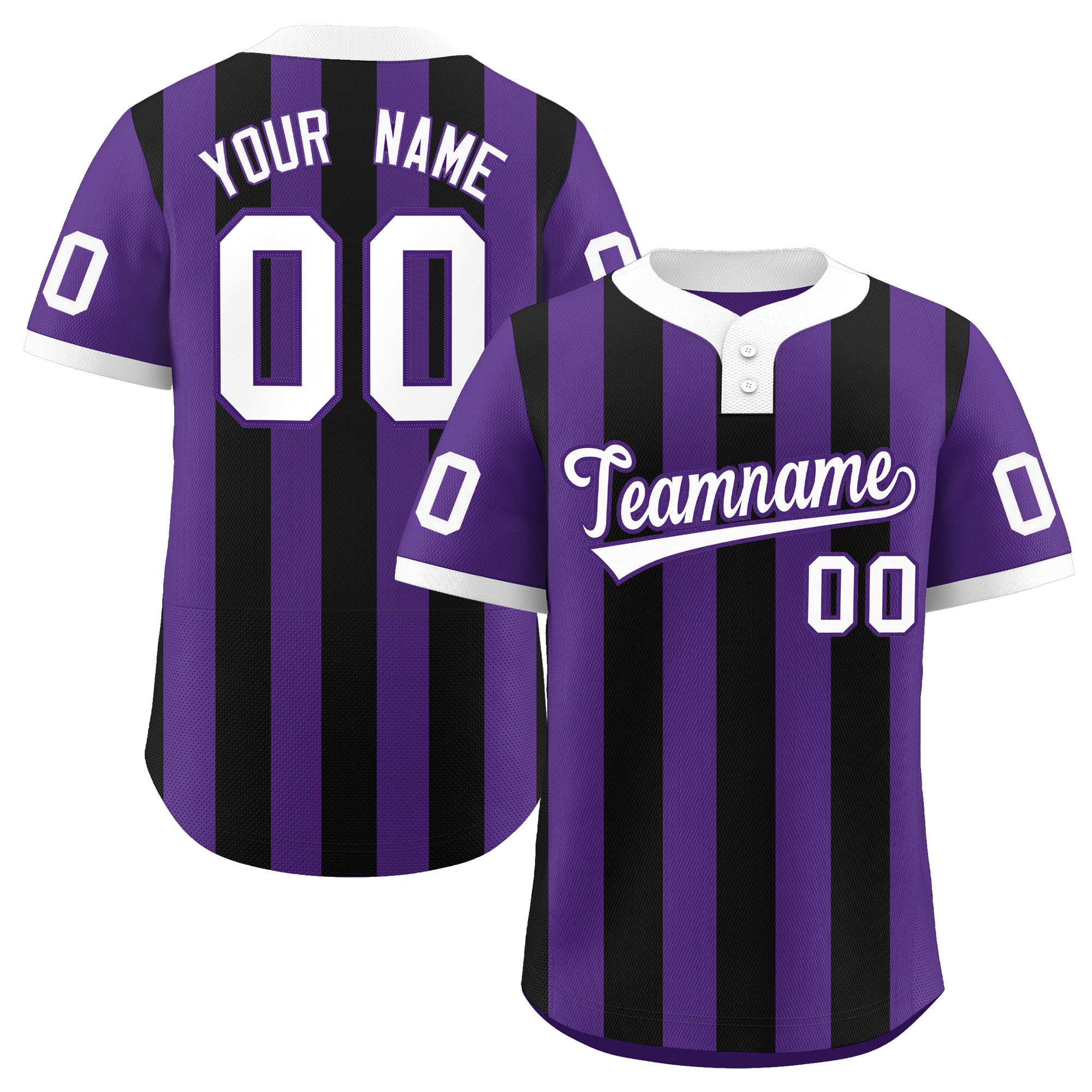 Custom Purple Black Stripe Fashion Authentic Two-Button Baseball Jersey| KXKSHOP