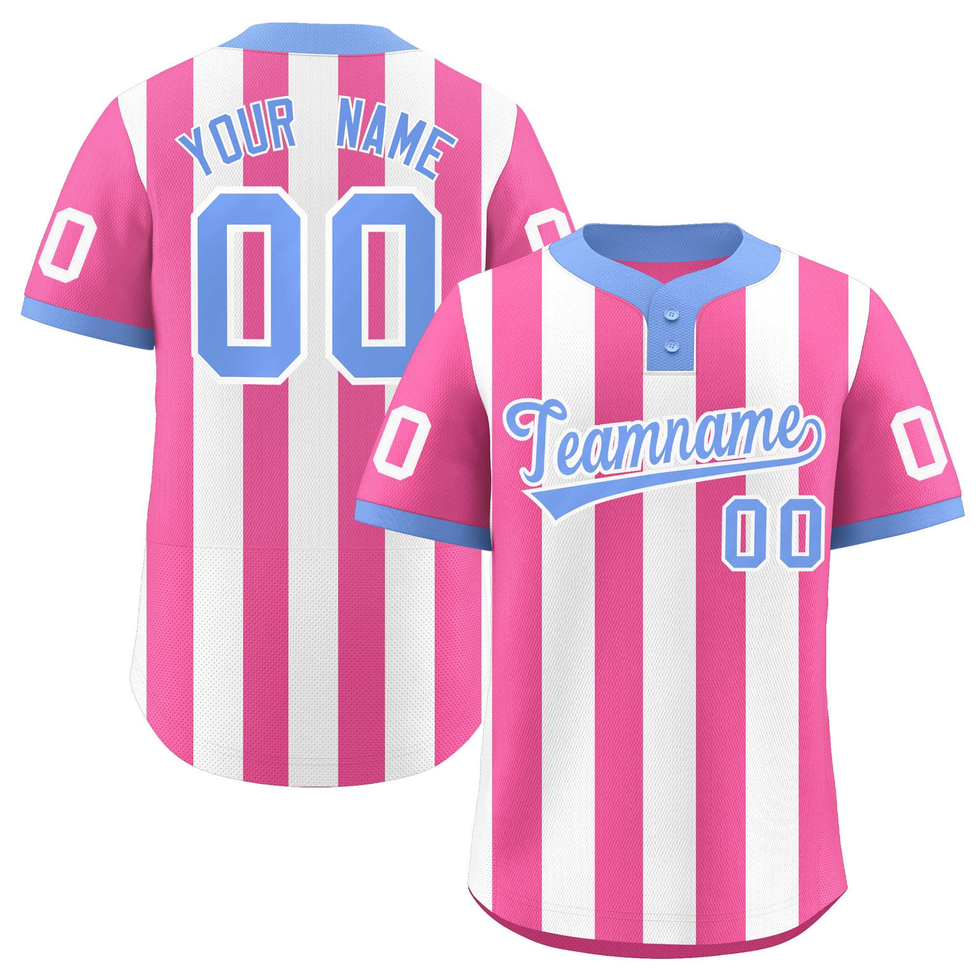 Custom Pink White Stripe Fashion Authentic Two-Button Baseball Jersey| KXKSHOP