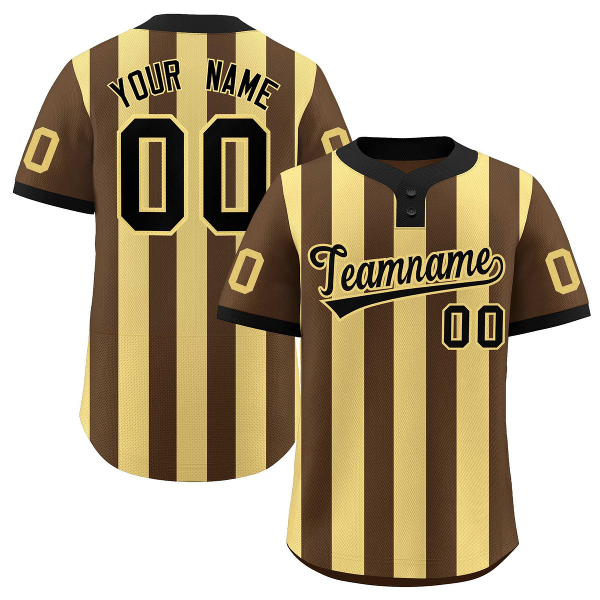 Custom Brown Khaki Stripe Fashion Authentic Two-Button Softball Jersey