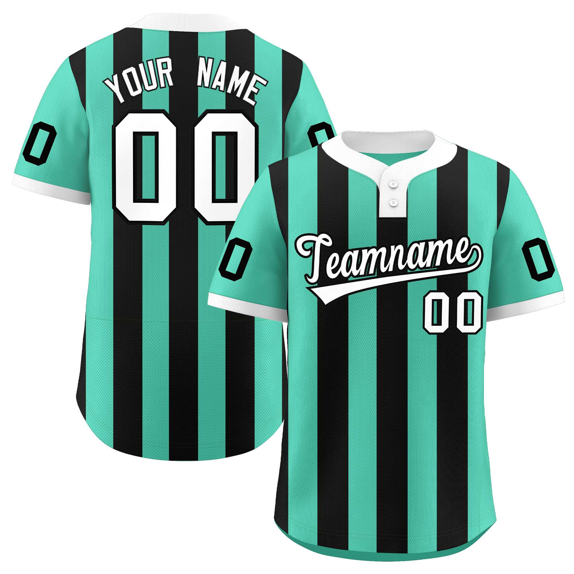 Custom Bright Green Black Stripe Fashion Authentic Two-Button Baseball Jersey| KXKSHOP