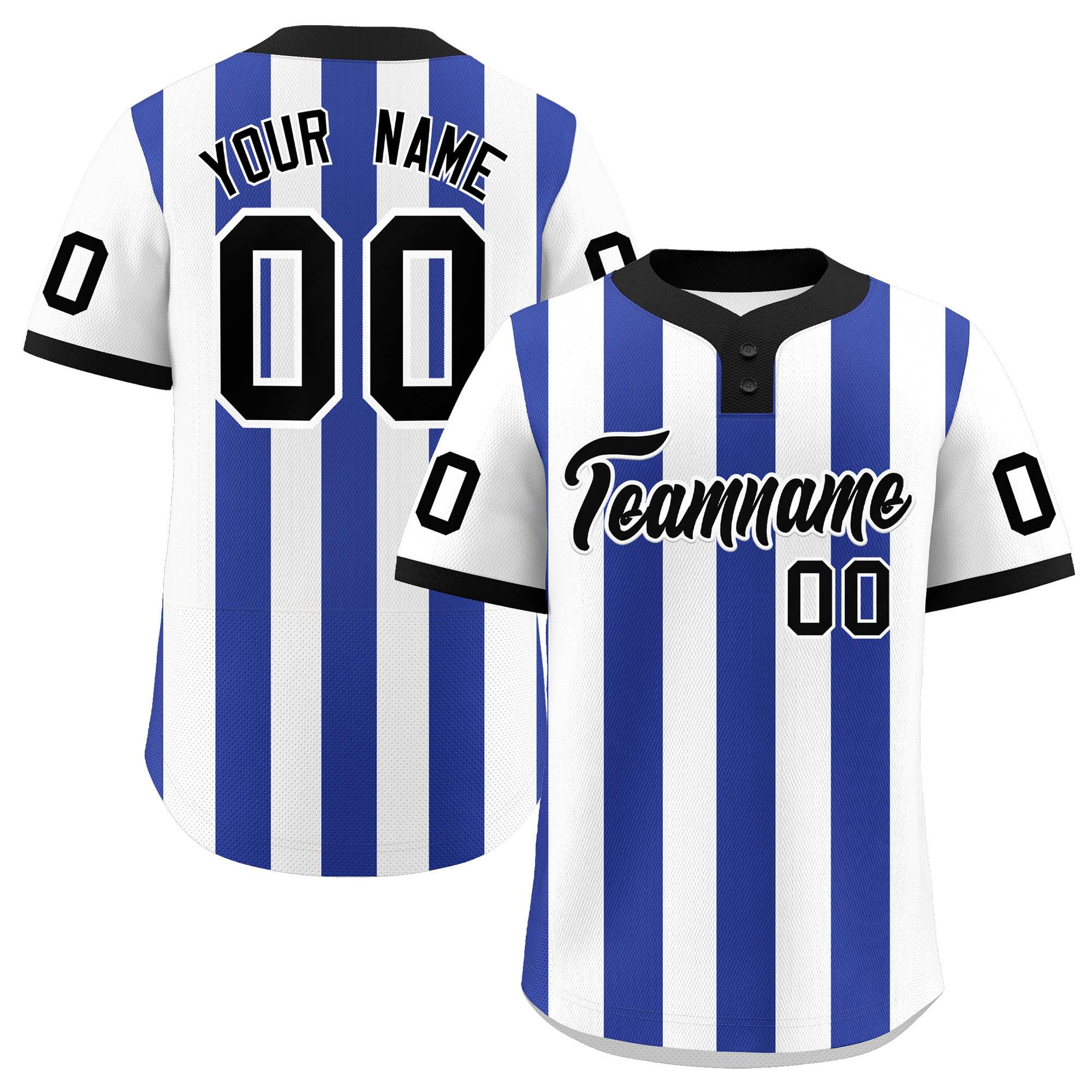 Custom White Royal Stripe Fashion Authentic Two-Button Baseball Jersey| KXKSHOP