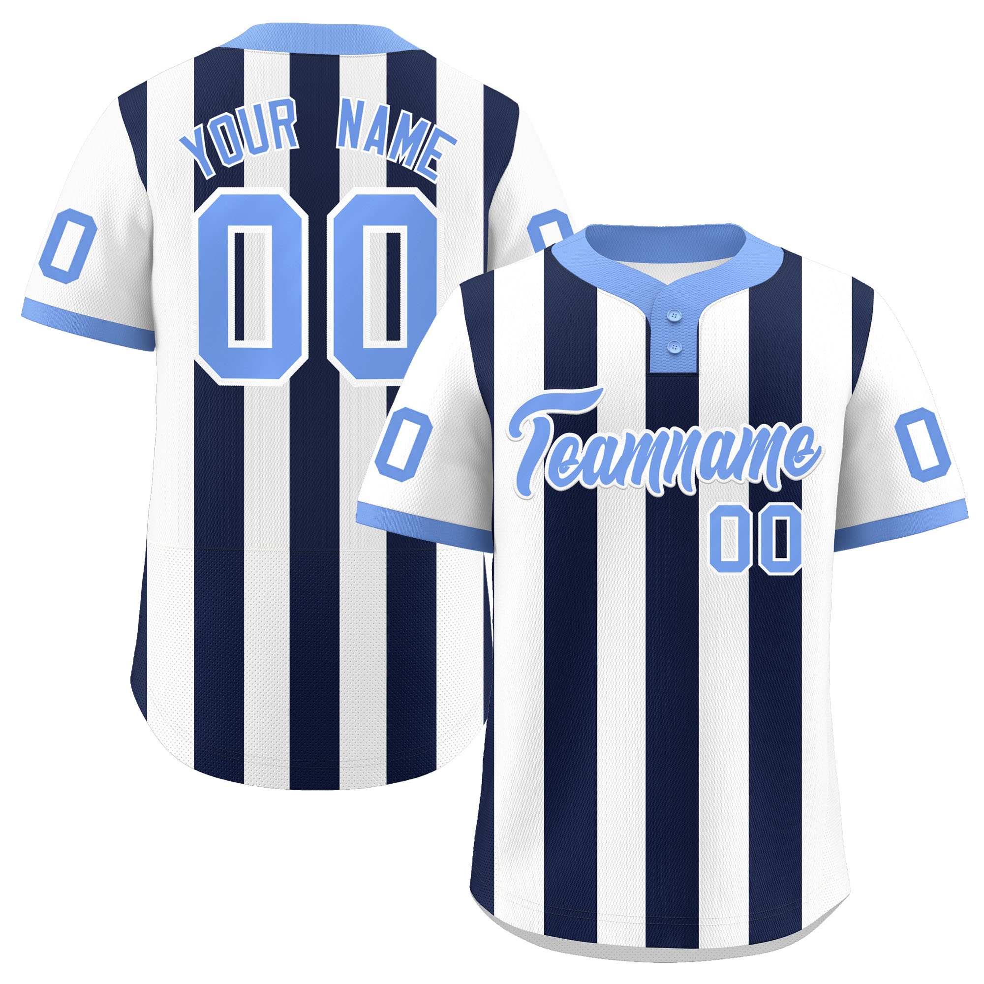 Custom White Navy Stripe Fashion Authentic Two-Button Baseball Jersey| KXKSHOP