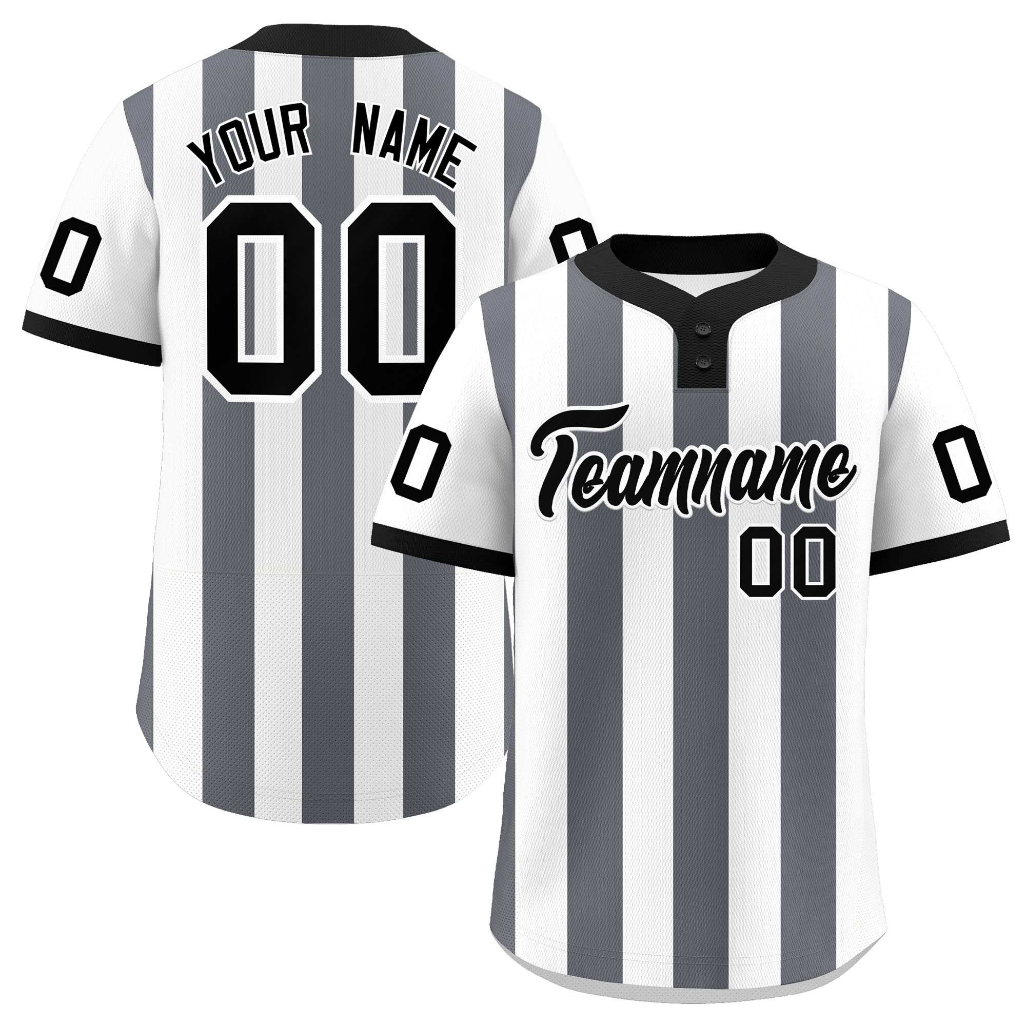 Custom White Dark Gray Stripe Fashion Authentic Two-Button Baseball Jersey| KXKSHOP