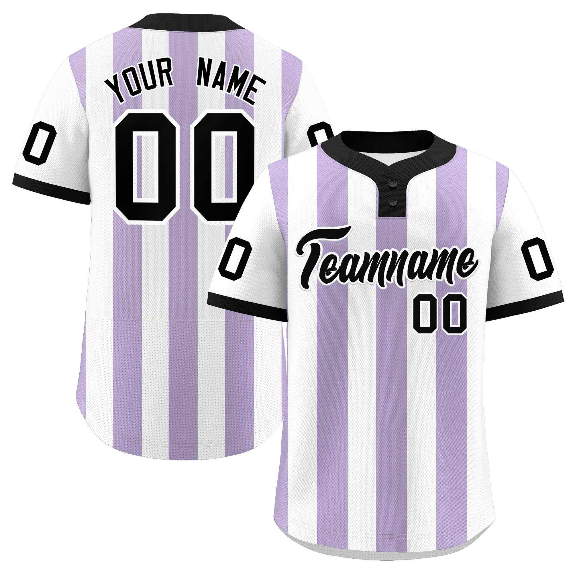 Custom White Light Purple Stripe Fashion Authentic Two-Button Baseball Jersey| KXKSHOP