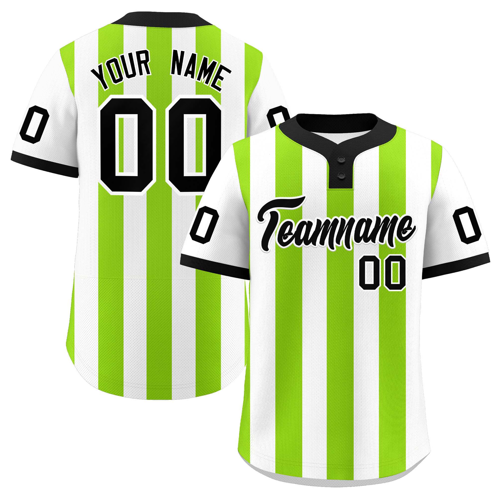 Custom White Neon Green Stripe Fashion Authentic Two-Button Baseball Jersey| KXKSHOP