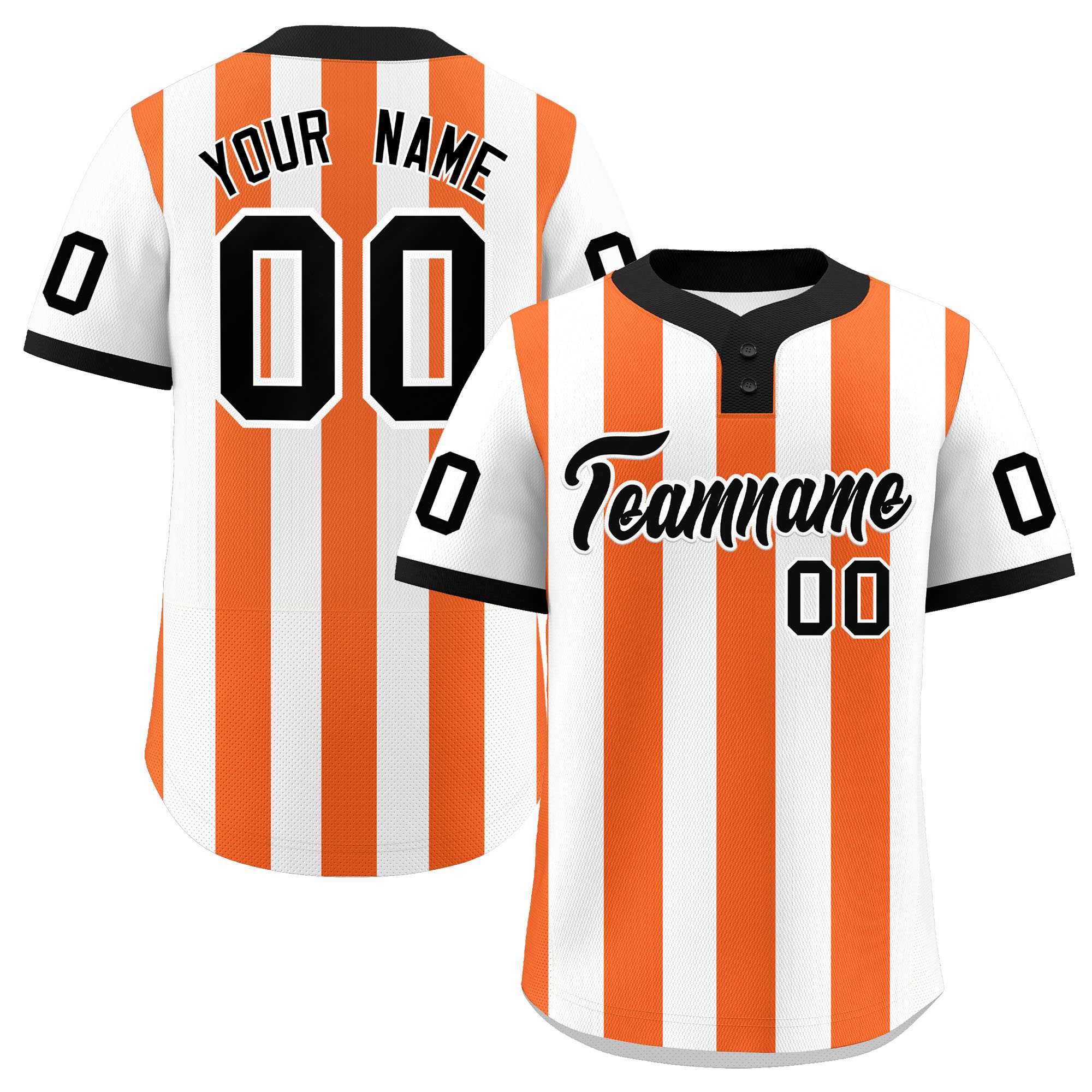 Custom White Orange Stripe Fashion Authentic Two-Button Baseball Jersey| KXKSHOP