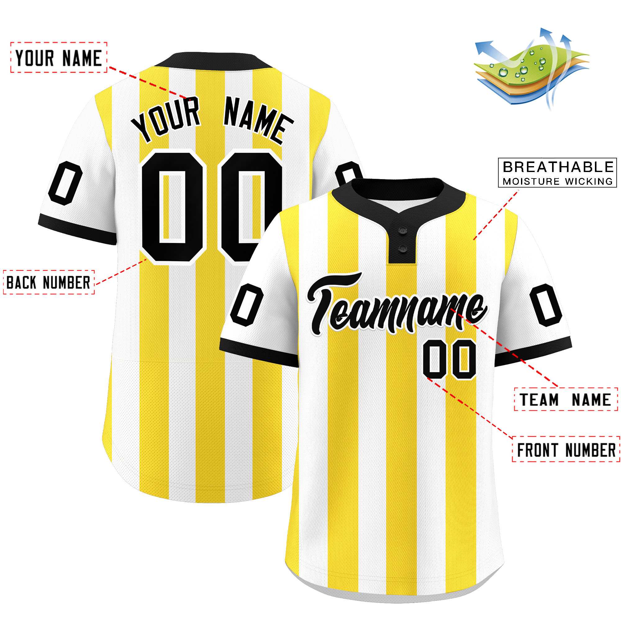 Custom White Gold Stripe Fashion Authentic Two-Button Baseball Jersey| KXKSHOP