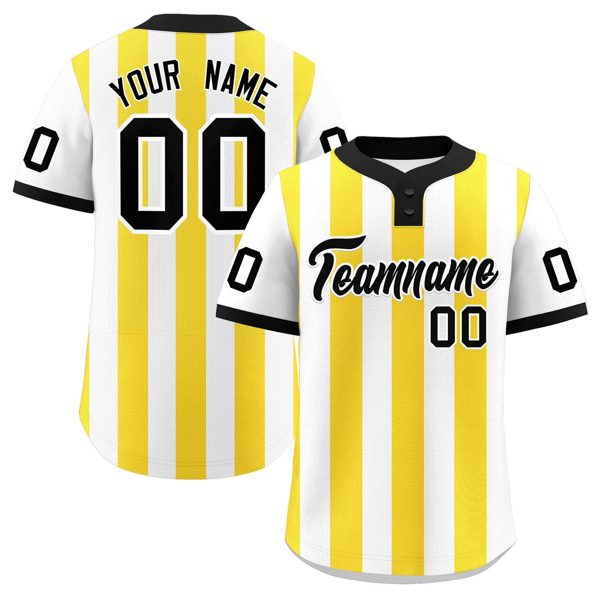 Custom White Gold Stripe Fashion Authentic Two-Button Softball Jersey