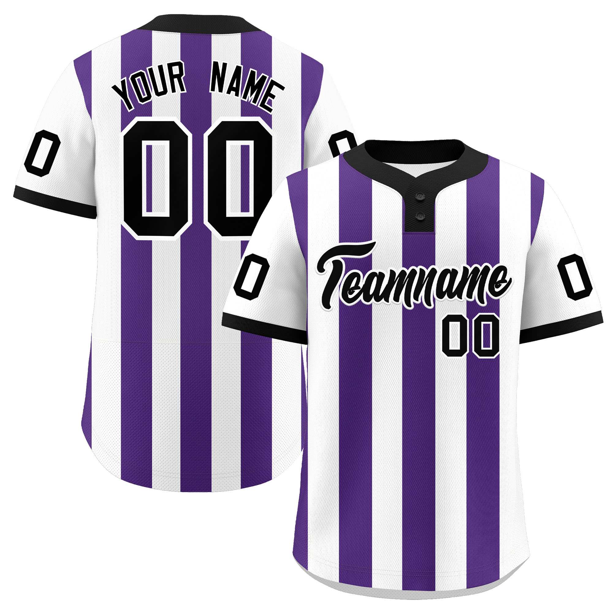 Custom White Purple Stripe Fashion Authentic Two-Button Baseball Jersey| KXKSHOP