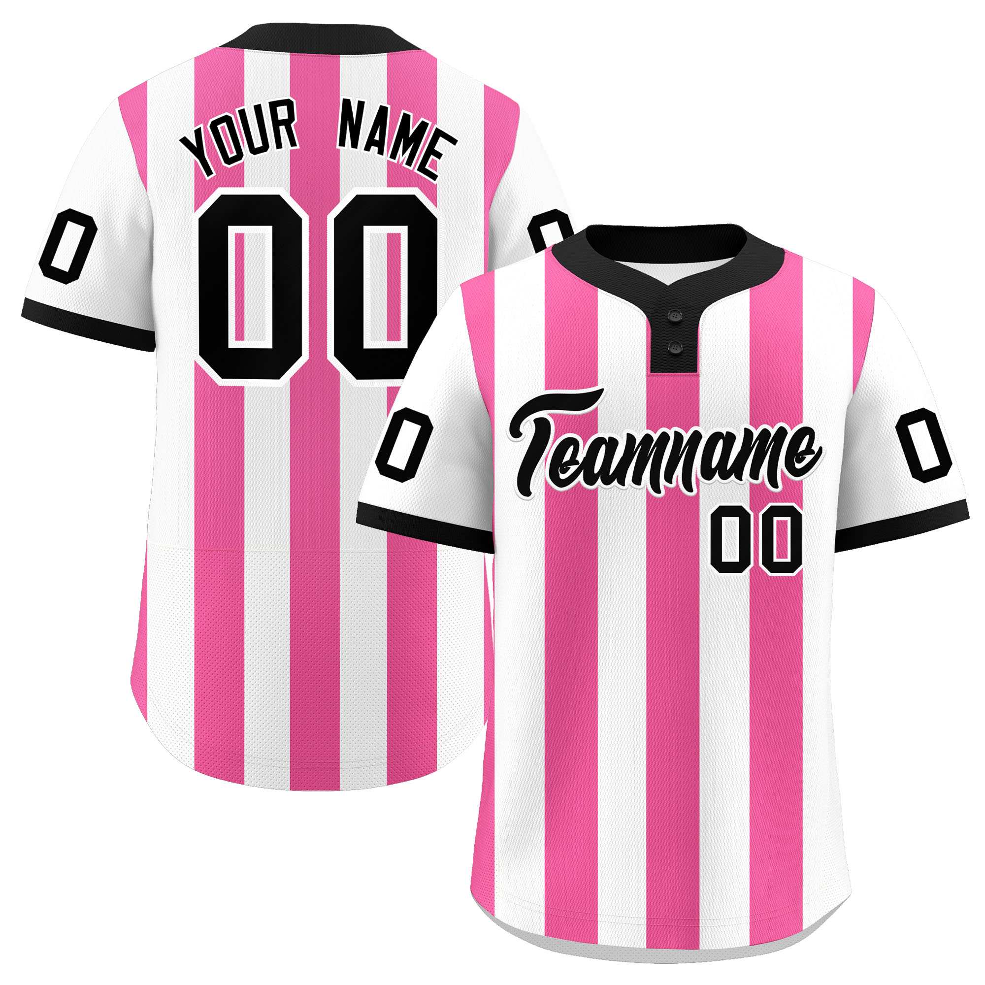 Custom White Pink Stripe Fashion Authentic Two-Button Baseball Jersey| KXKSHOP