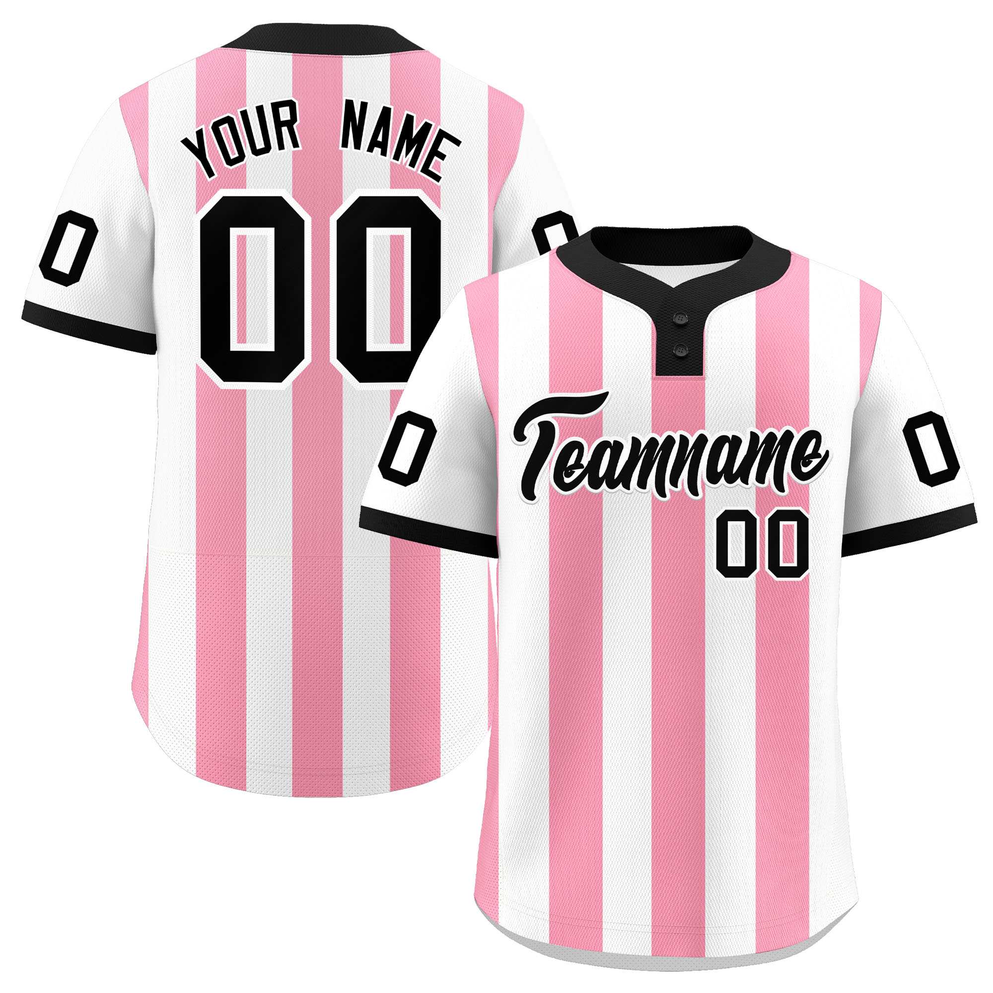 Custom White Light Pink Stripe Fashion Authentic Two-Button Baseball Jersey| KXKSHOP