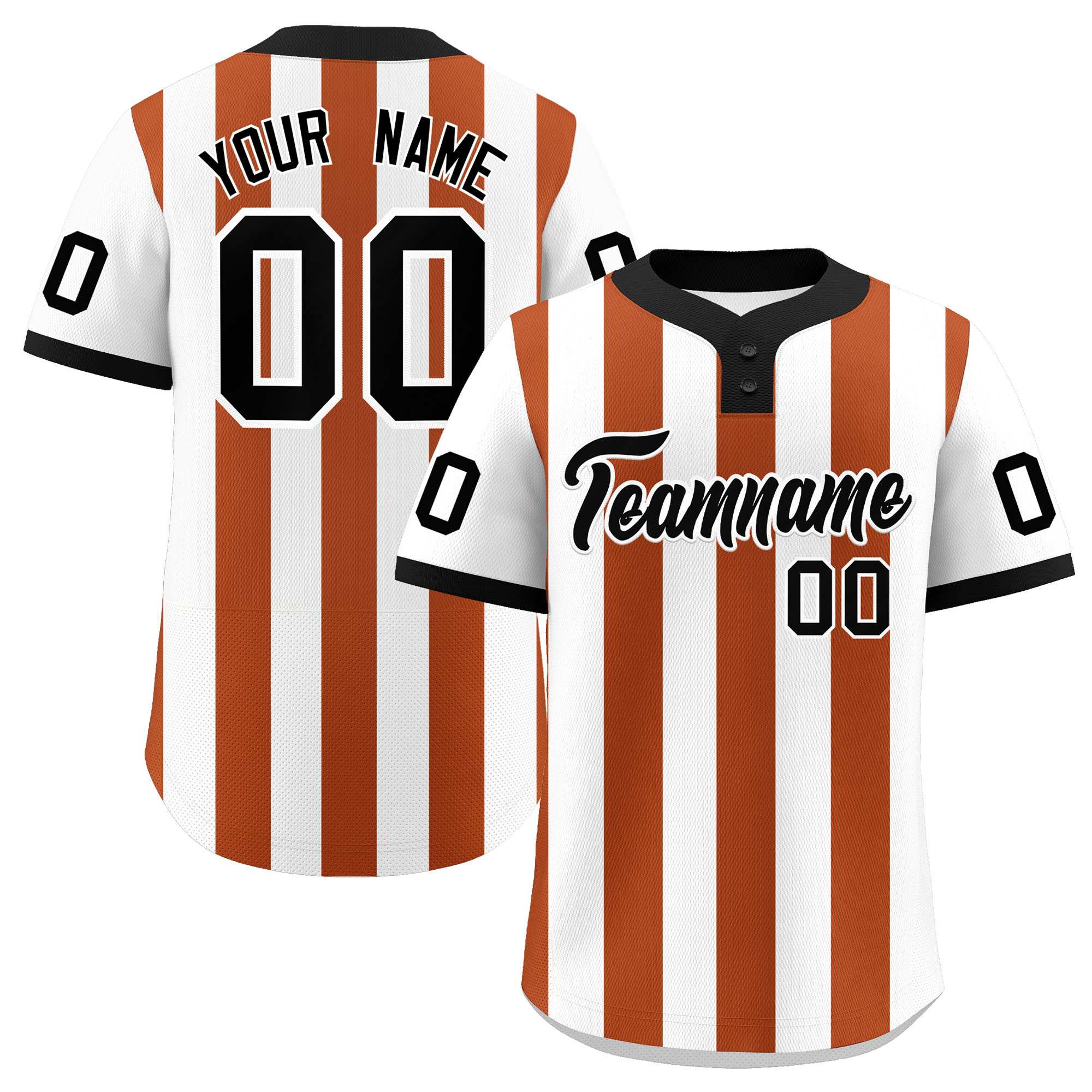 Custom White Texas Orange Stripe Fashion Authentic Two-Button Baseball Jersey| KXKSHOP