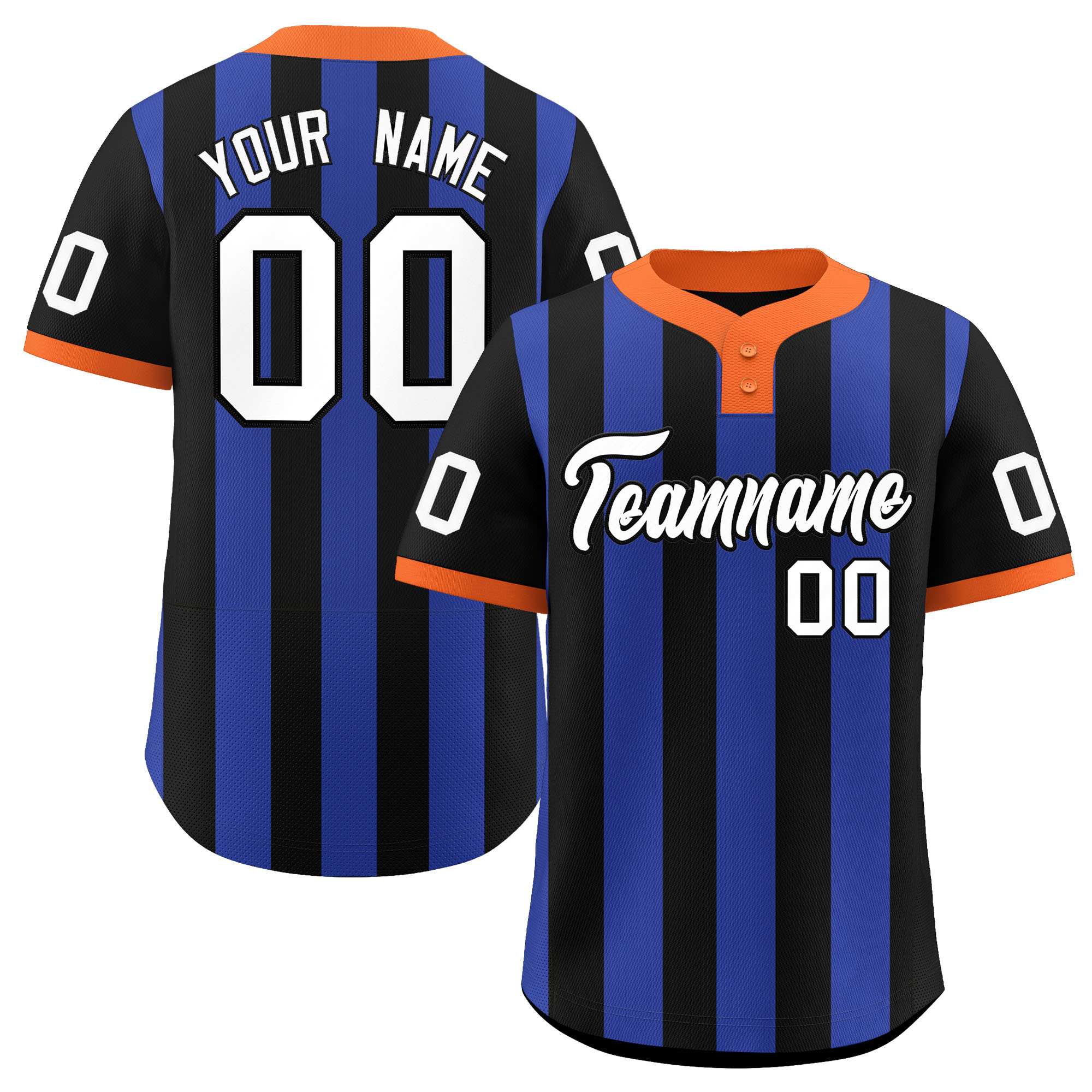 Custom Black Royal Stripe Fashion Authentic Two-Button Baseball Jersey| KXKSHOP