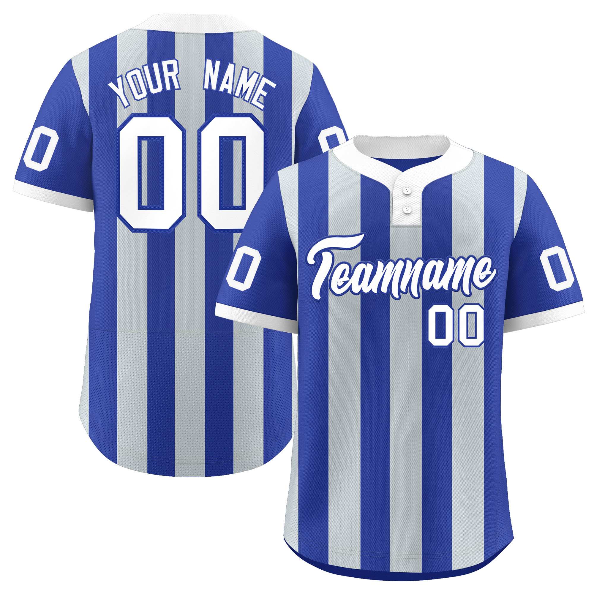 Custom Royal Silver Stripe Fashion Authentic Two-Button Baseball Jersey| KXKSHOP
