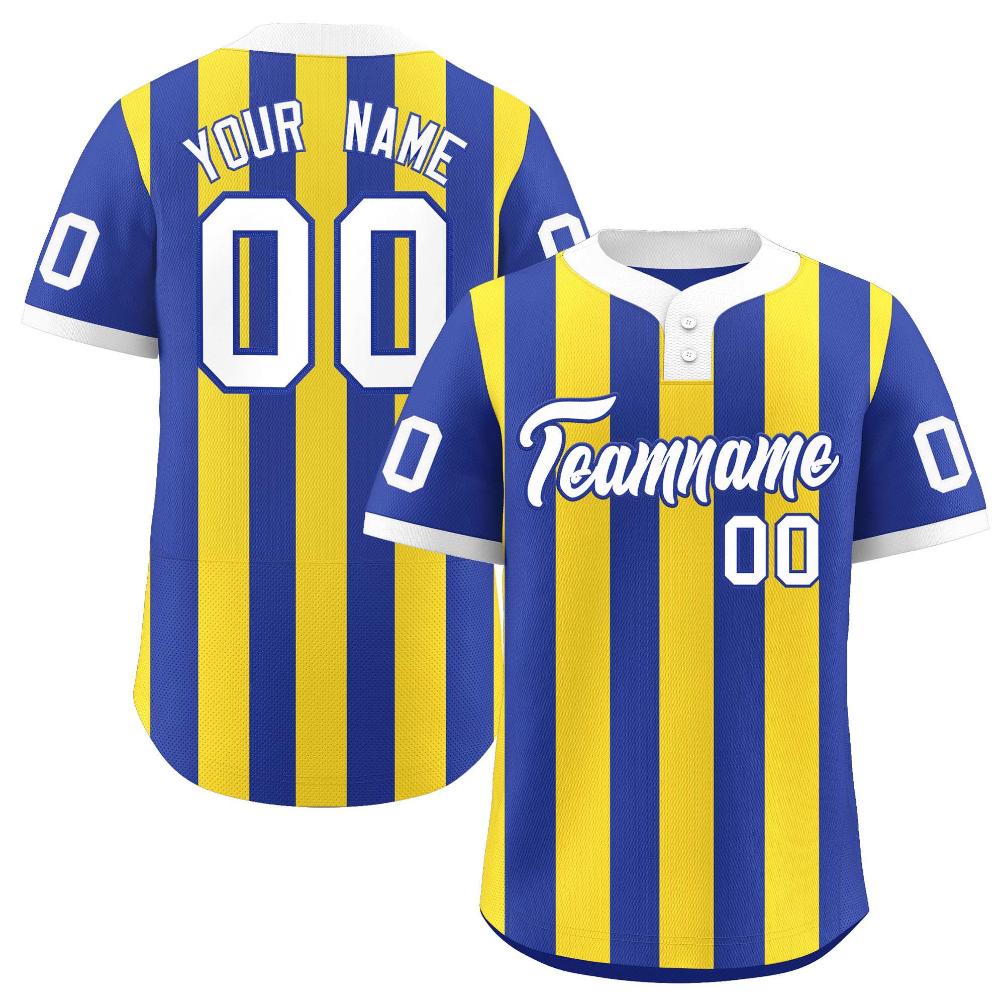Custom Royal Gold Stripe Fashion Authentic Two-Button Baseball Jersey| KXKSHOP