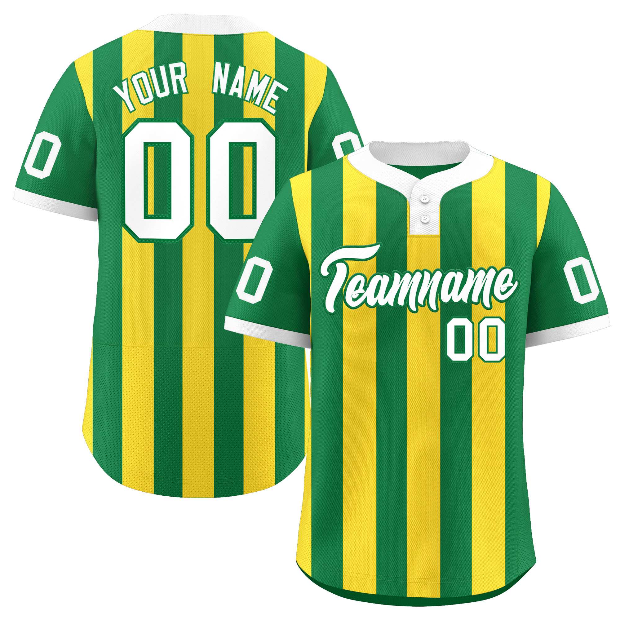 Custom Kelly Green Gold Stripe Fashion Authentic Two-Button Baseball Jersey| KXKSHOP