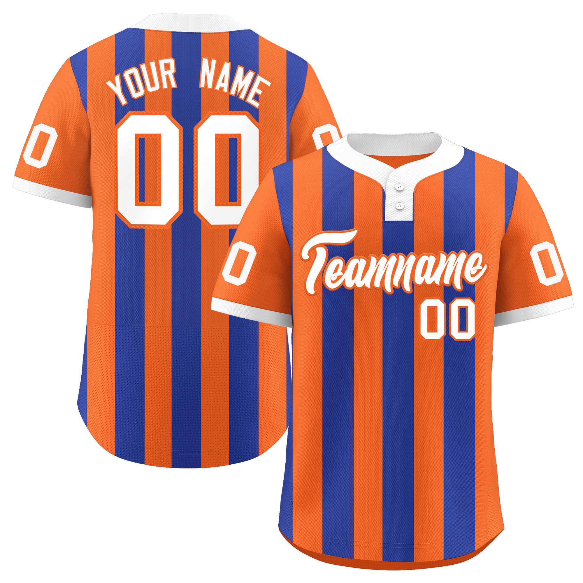 Custom Orange Royal Stripe Fashion Authentic Two-Button Softball Jersey