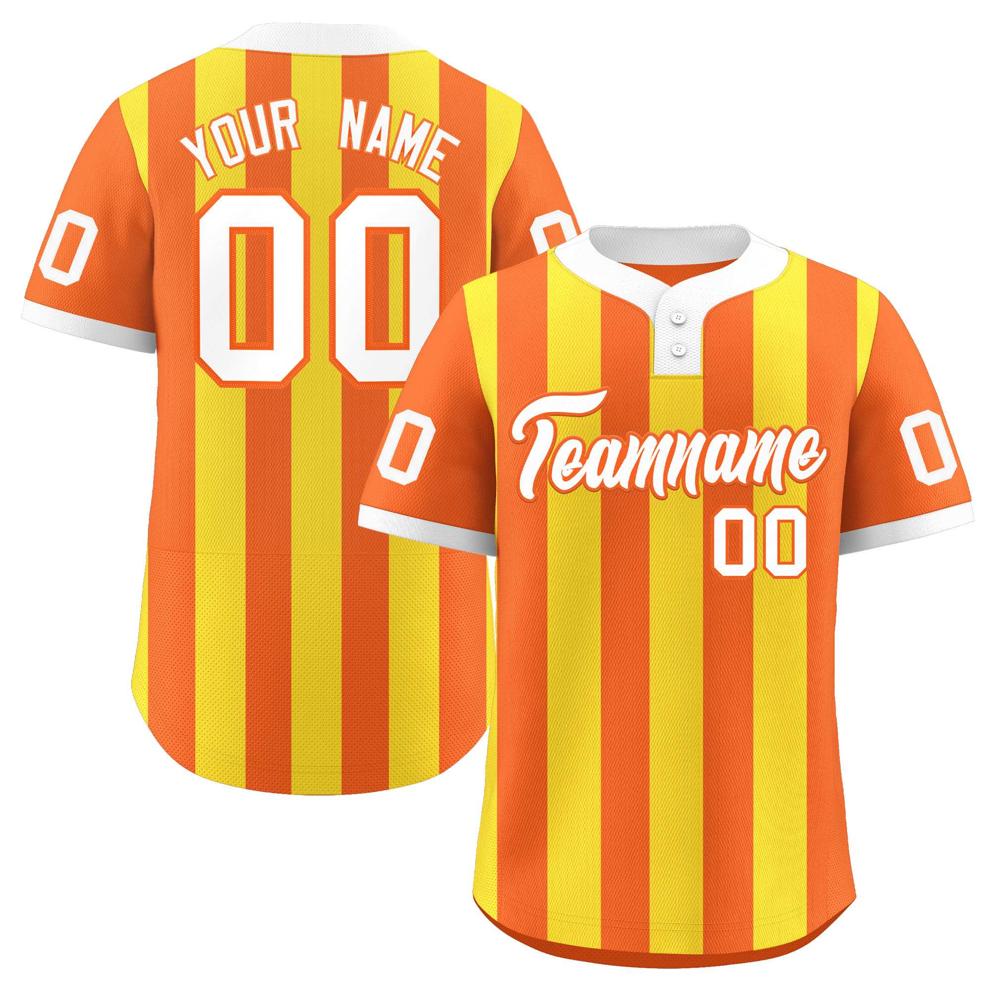 Custom Orange Gold Stripe Fashion Authentic Two-Button Baseball Jersey| KXKSHOP