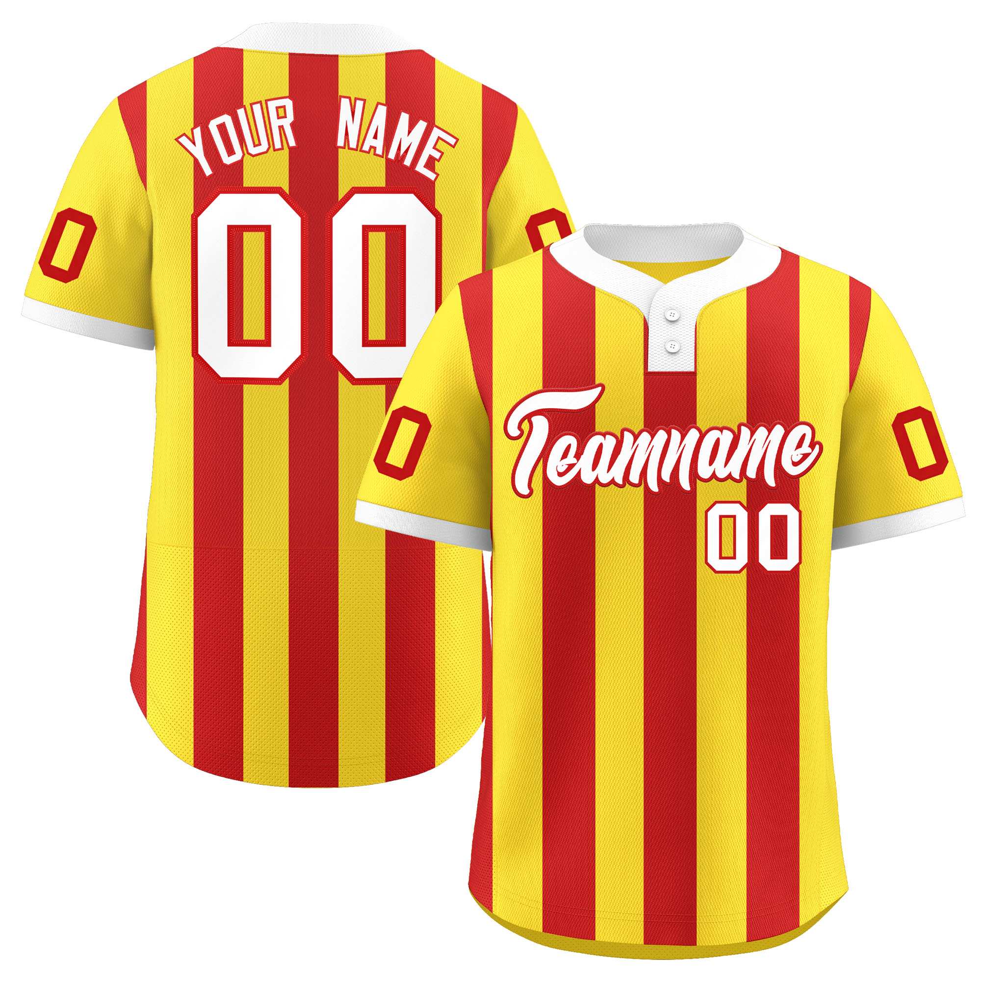 Custom Gold Red Stripe Fashion Authentic Two-Button Baseball Jersey| KXKSHOP