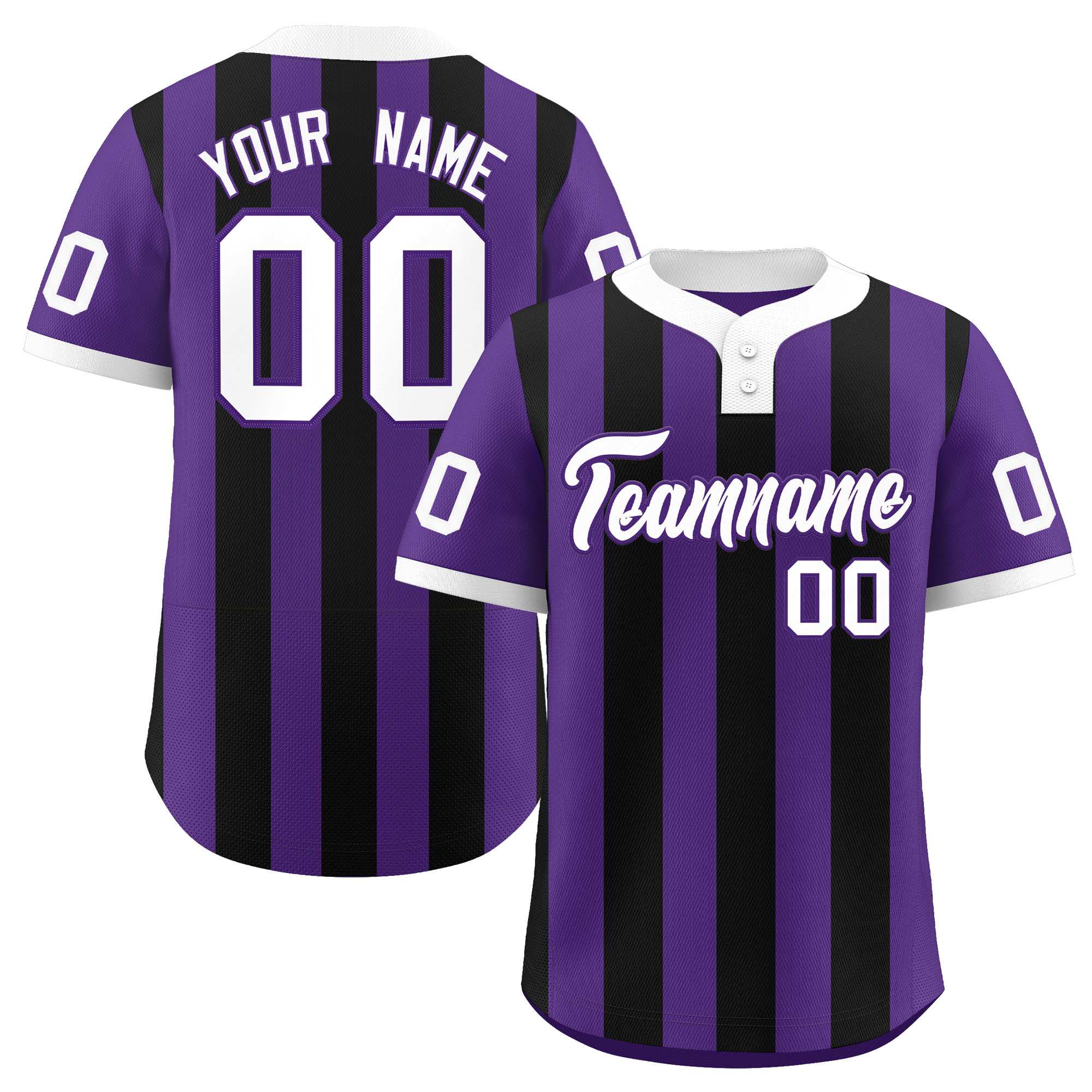 Custom Purple Black Stripe Fashion Authentic Two-Button Baseball Jersey| KXKSHOP