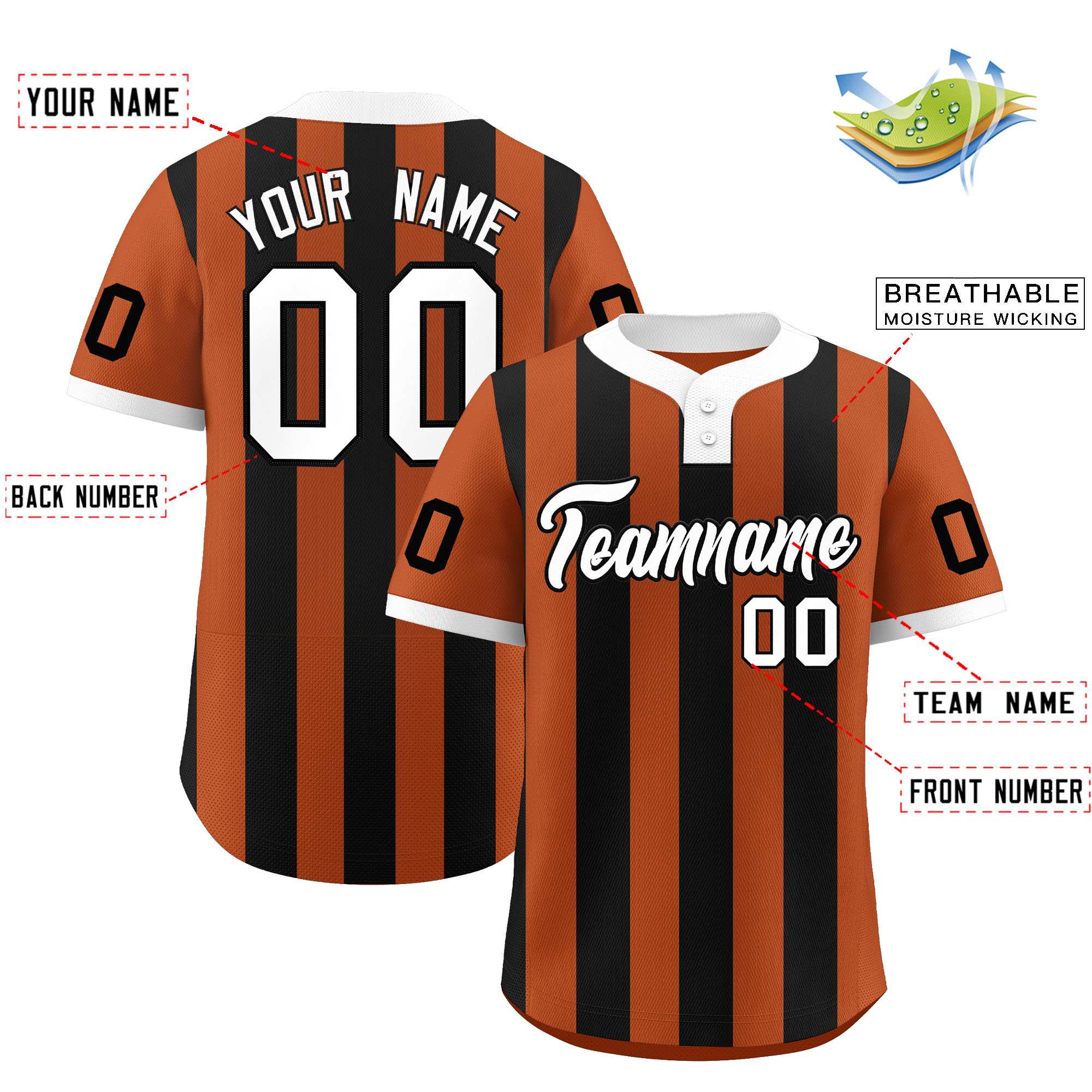 Custom Khaki Black Stripe Fashion Authentic Two-Button Baseball Jersey| KXKSHOP