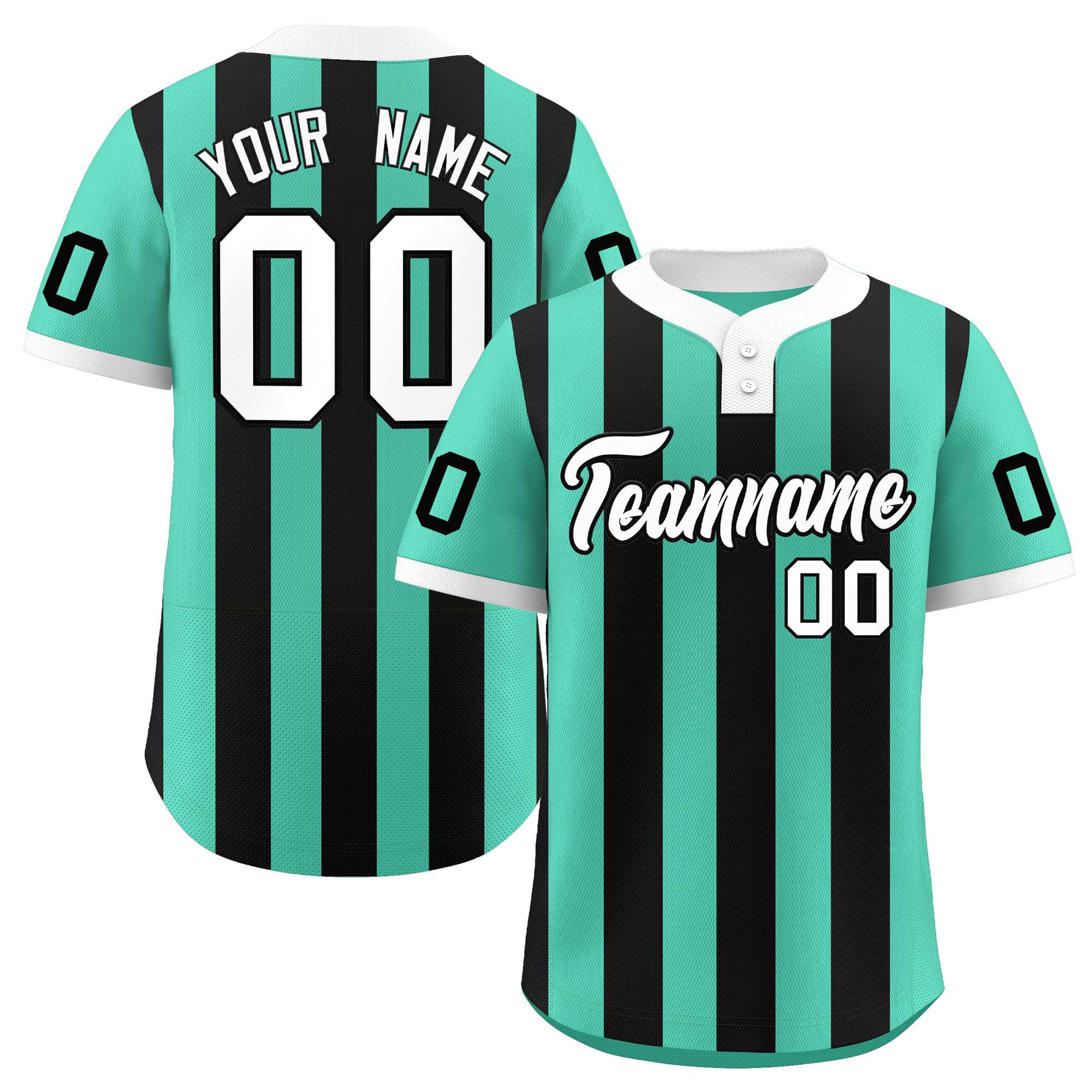 Custom Bright Green Black Stripe Fashion Authentic Two-Button Baseball Jersey| KXKSHOP