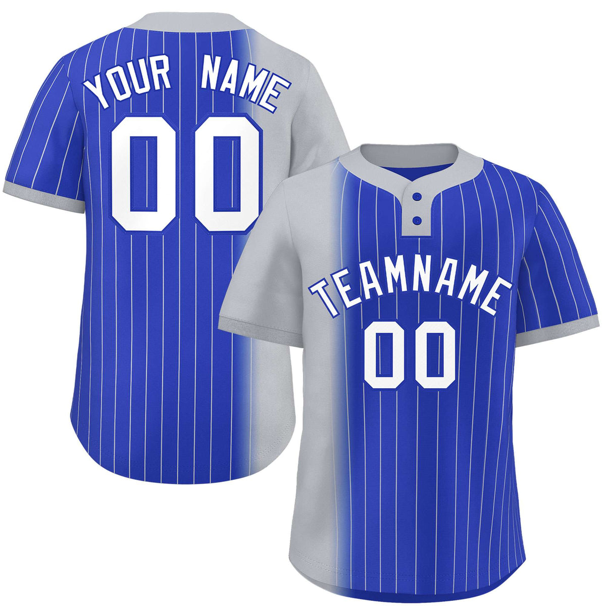 Custom Gray Royal Gradient Stripe Fashion Authentic Two-Button Softball Jersey