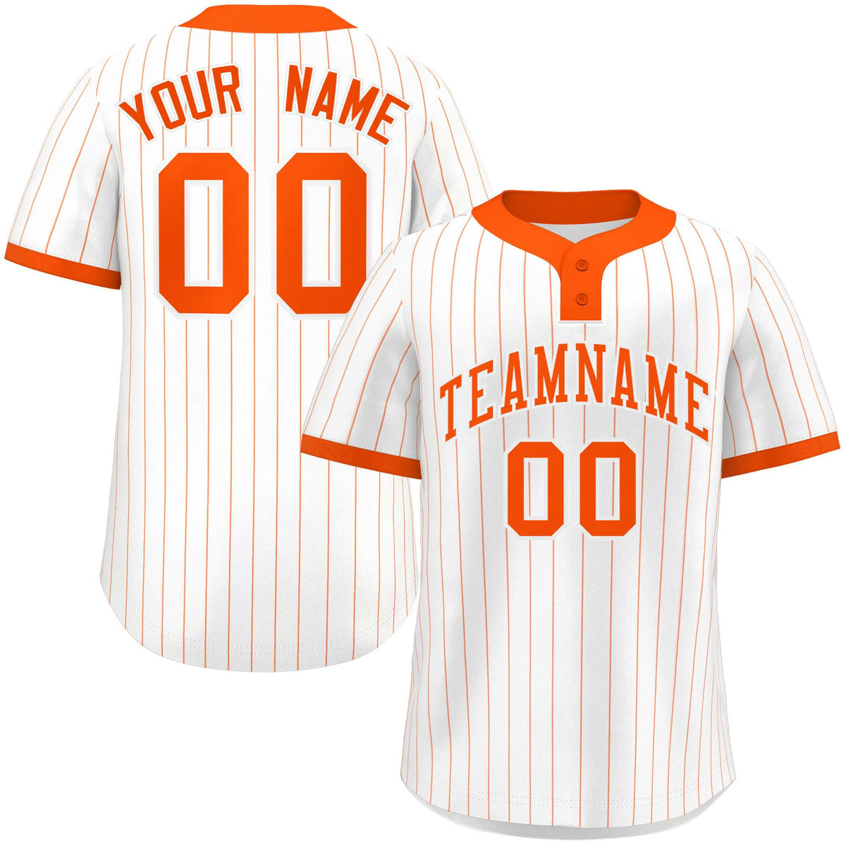 Custom White Orange Stripe Fashion Authentic Two-Button Softball Jersey