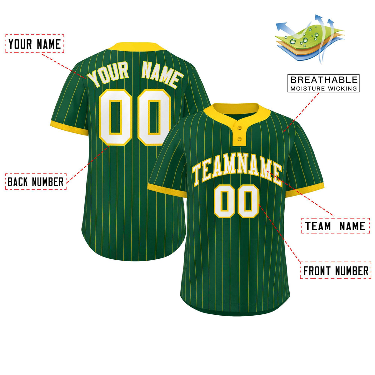 Custom Gold Gold Stripe Fashion Authentic Two-Button Softball Jersey