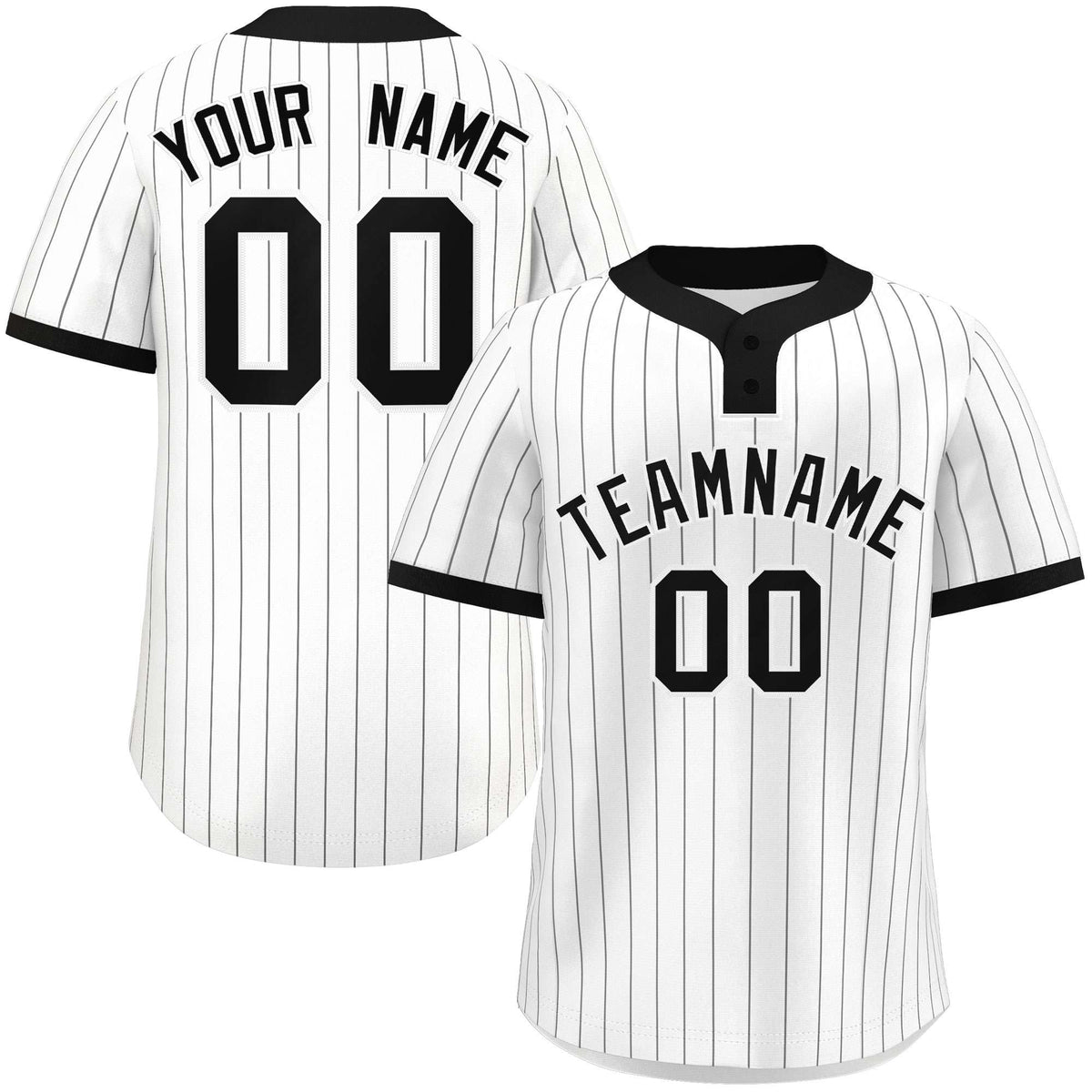 Custom White Black Stripe Fashion Authentic Two-Button Softball Jersey