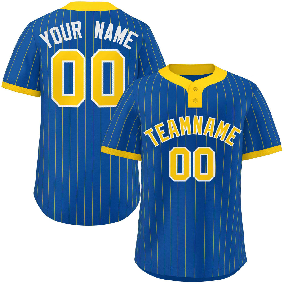 Custom Royal Gold Stripe Fashion Authentic Two-Button Softball Jersey