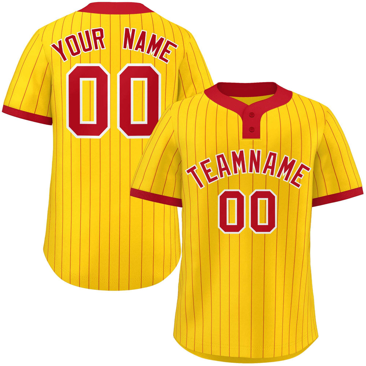 Custom Gold Red Stripe Fashion Authentic Two-Button Softball Jersey