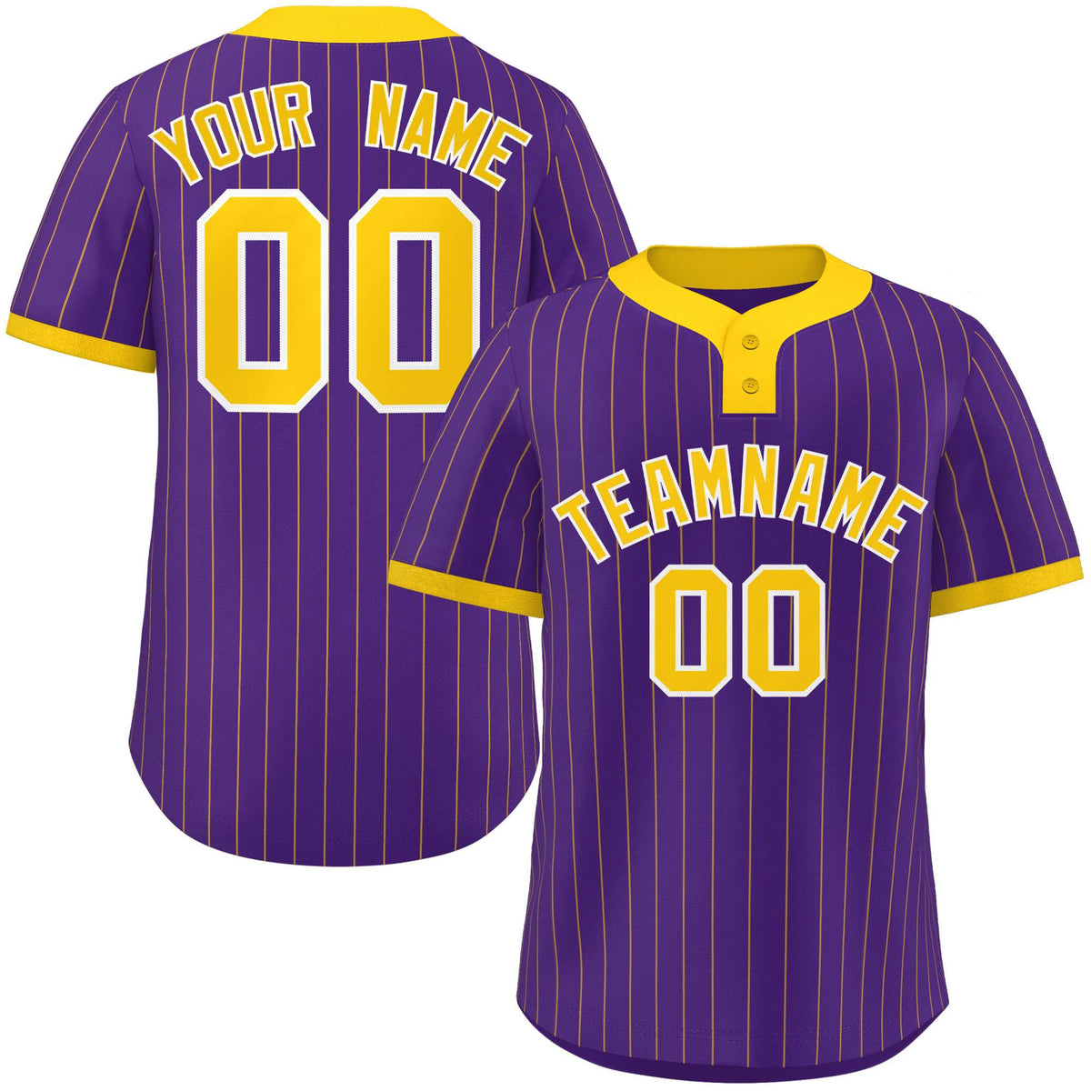 Custom Purple Gold Stripe Fashion Authentic Two-Button Softball Jersey