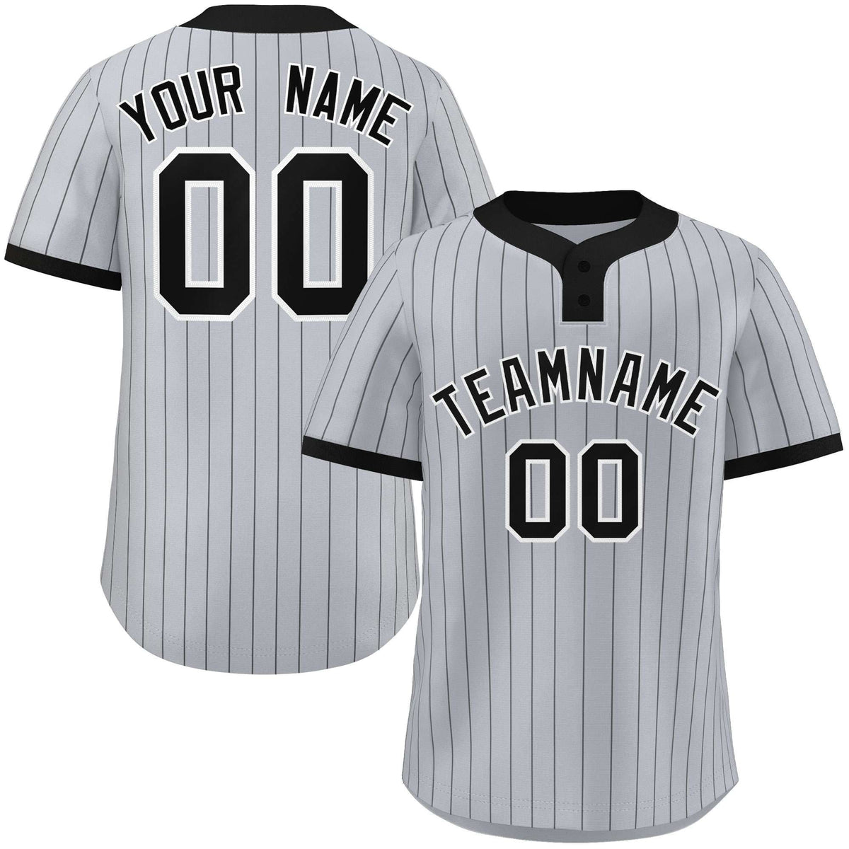 Custom Gray Black Stripe Fashion Authentic Two-Button Softball Jersey