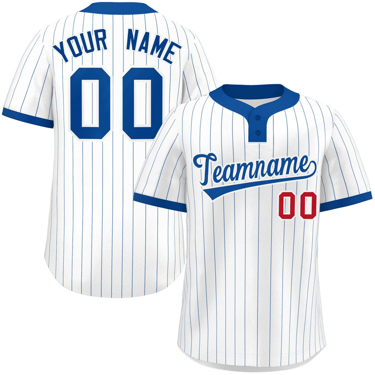 Custom White Royal Stripe Fashion Authentic Two-Button Softball Jersey