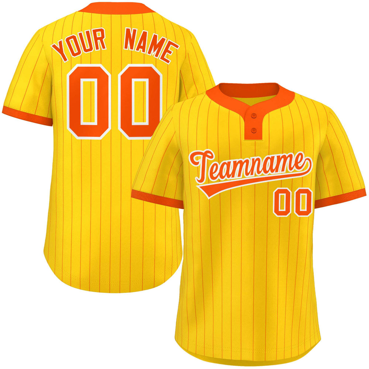 Custom Gold Orange Stripe Fashion Authentic Two-Button Softball Jersey