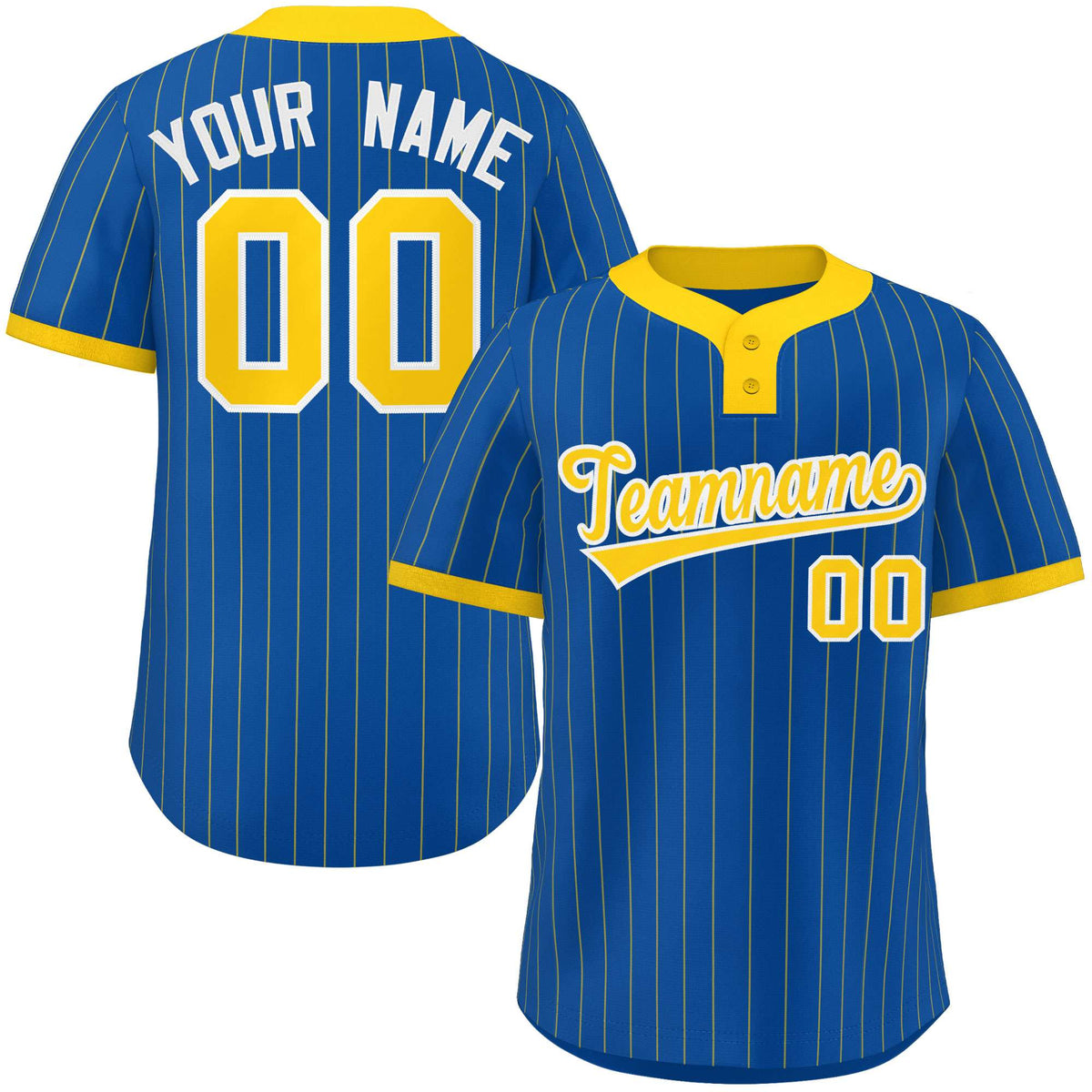 Custom Royal Gold Stripe Fashion Authentic Two-Button Softball Jersey