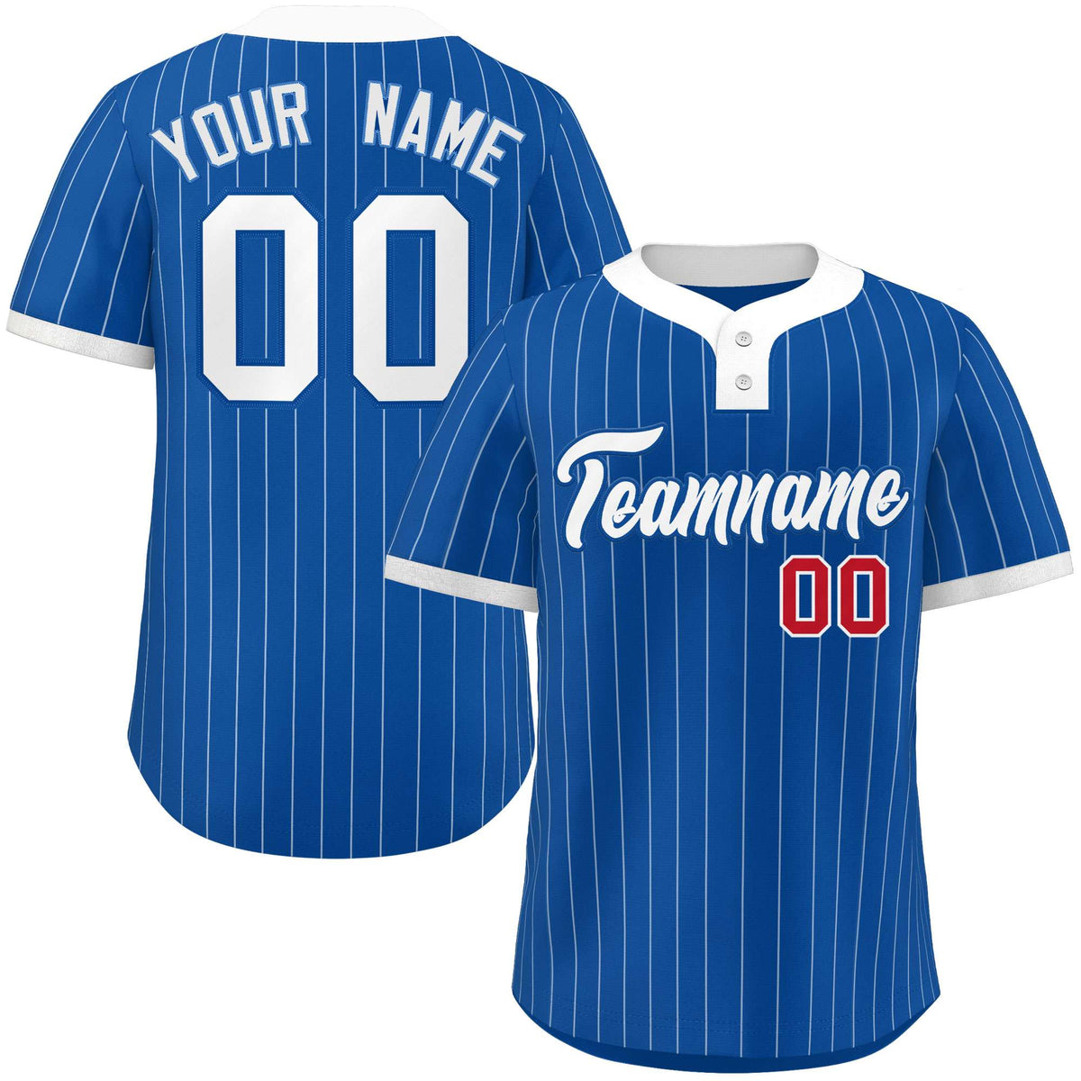 Custom Royal White Stripe Fashion Authentic Two-Button Softball Jersey