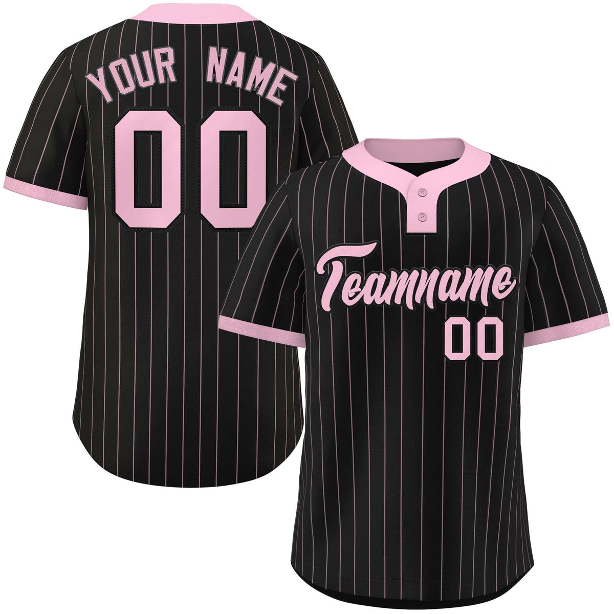 Custom Black Light Pink Stripe Fashion Authentic Two-Button Softball Jersey