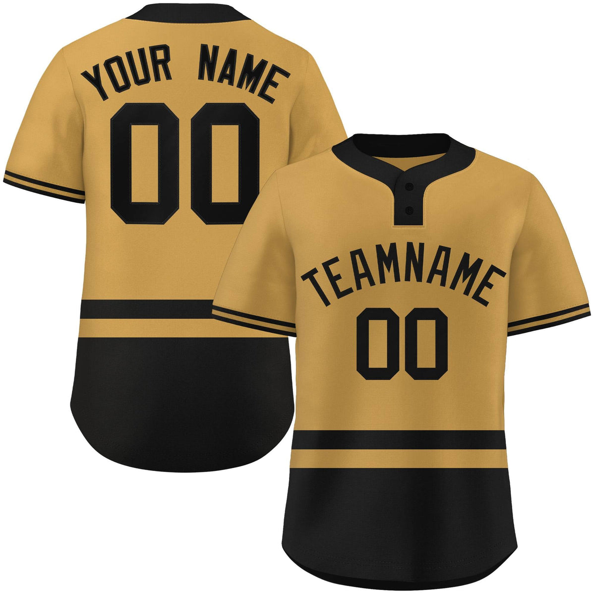 Custom Gold Black Color Block Personalized Authentic Two-Button Softball Jersey